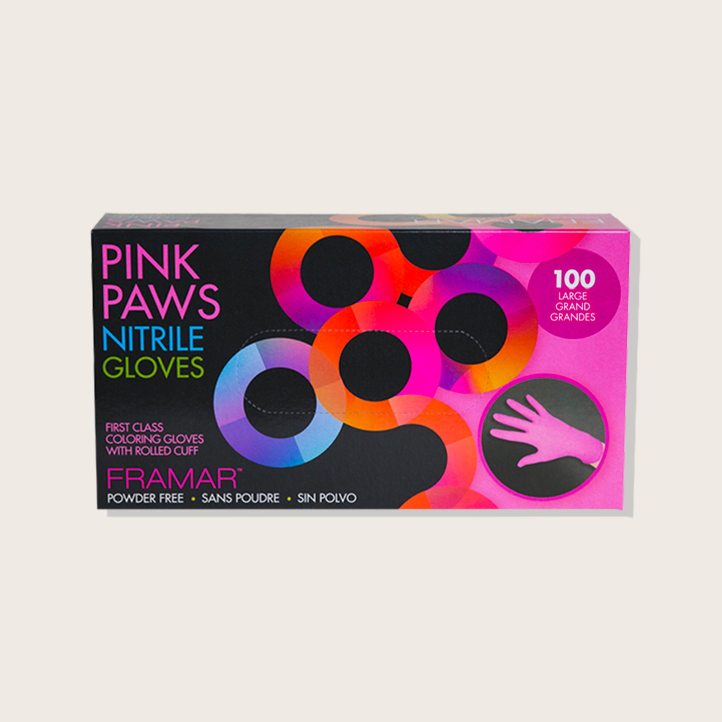 Gants en nitrile Pink Paws – grand – 100 unités