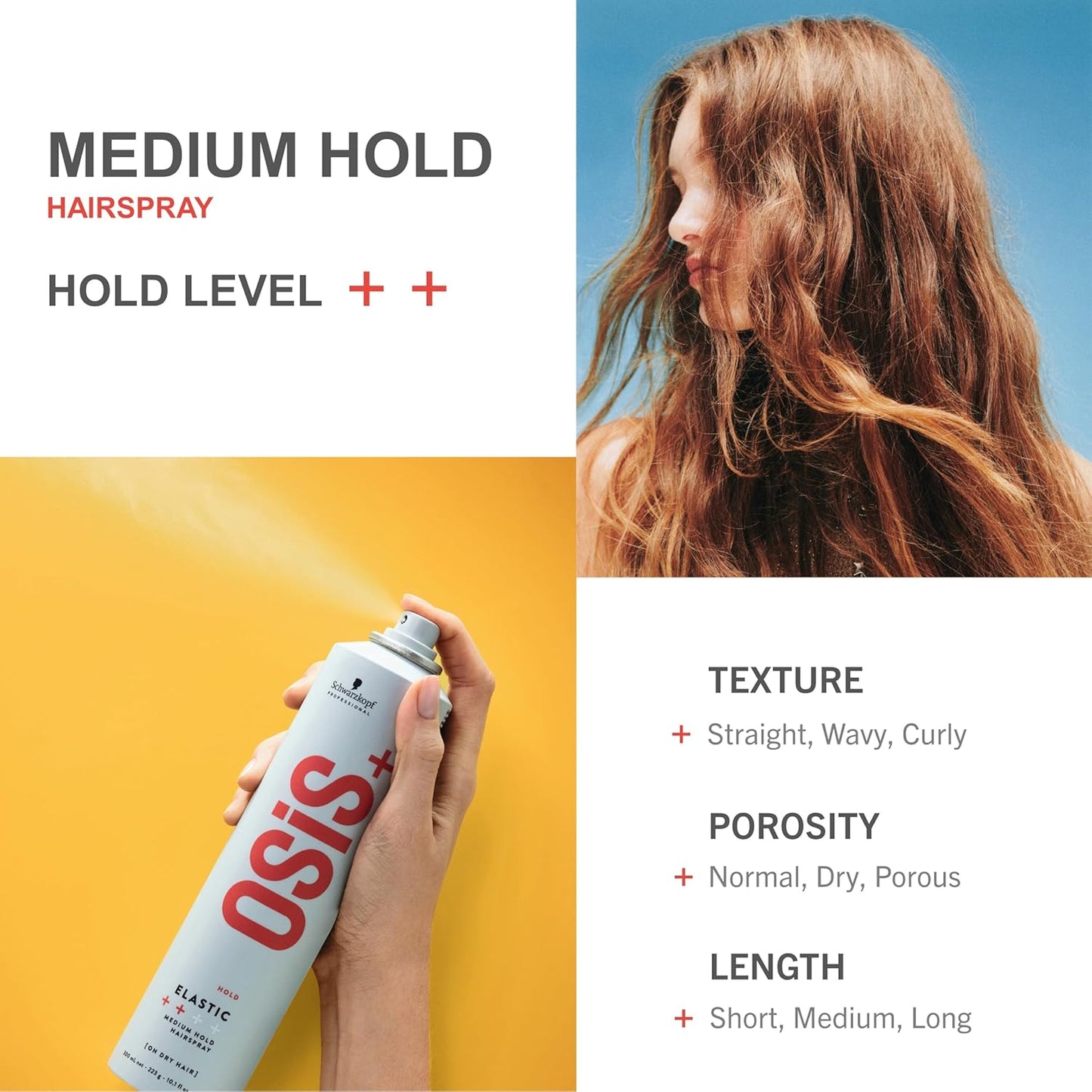 OSiS+ Elastic – Medium Hold Hairspray for Flexible, Natural-Looking Control
