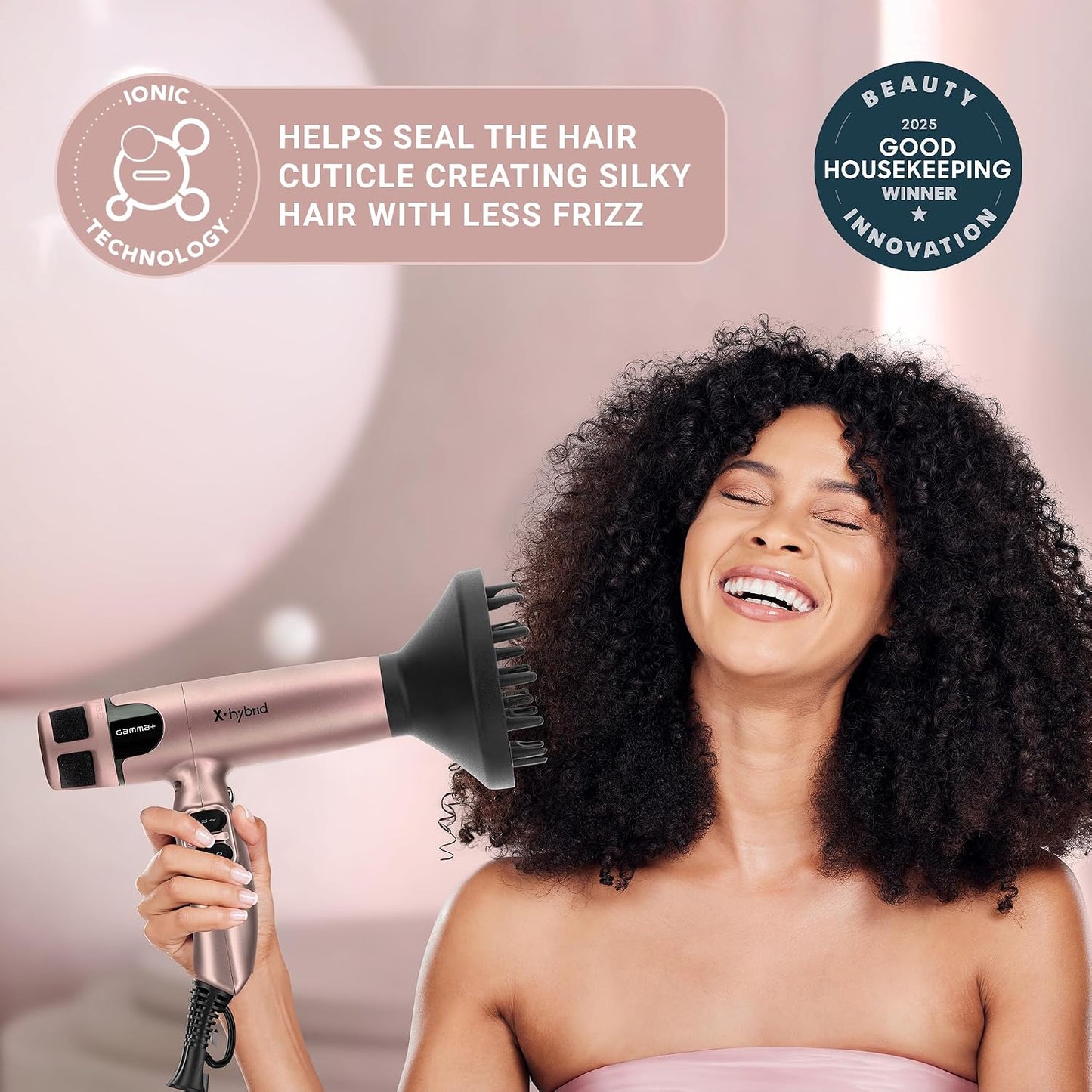 Gamma+ X-Hybrid Professional Hair Dryer – Rose Gold