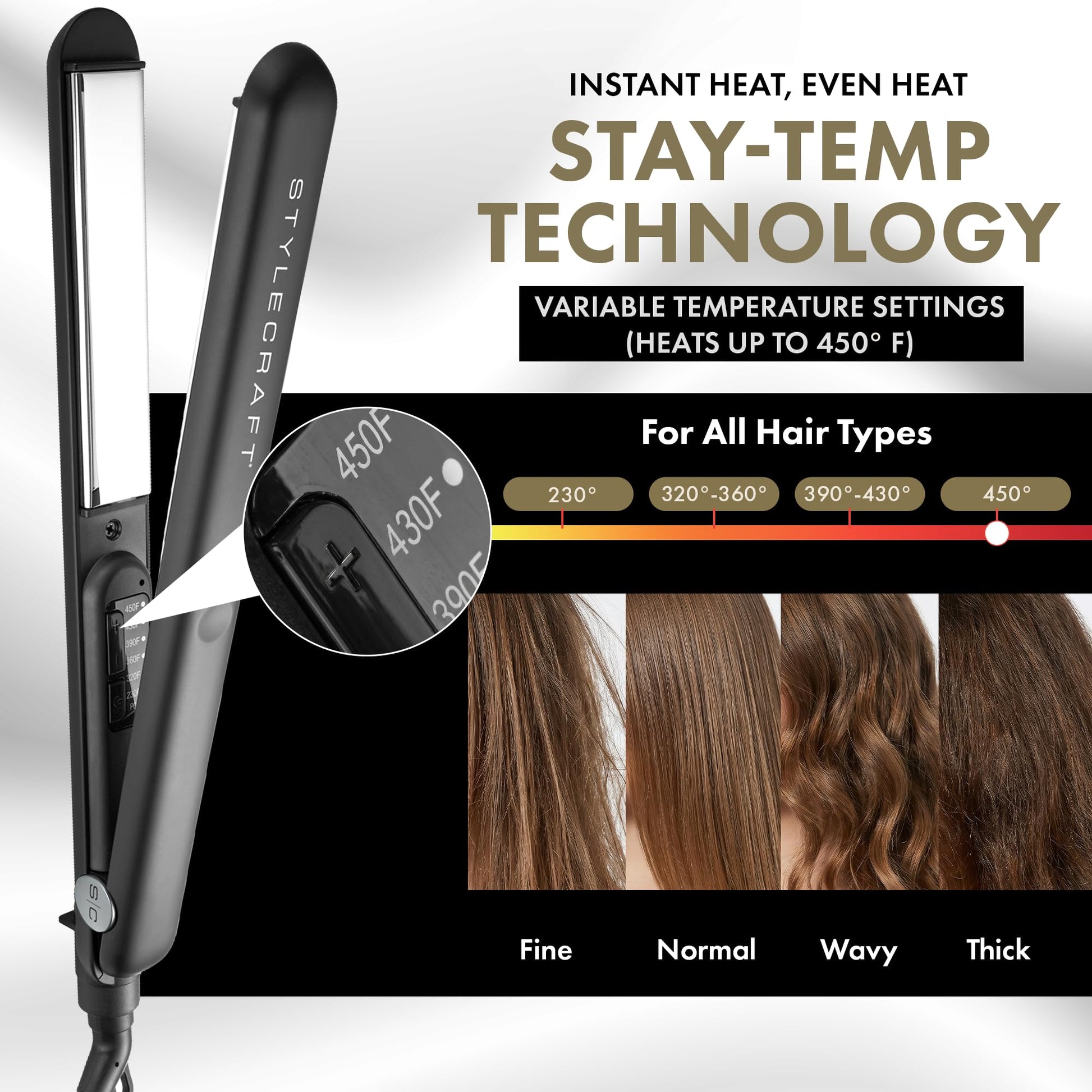StyleCraft Stay-Temp Titanium Professional Flat Iron 1" – Professional