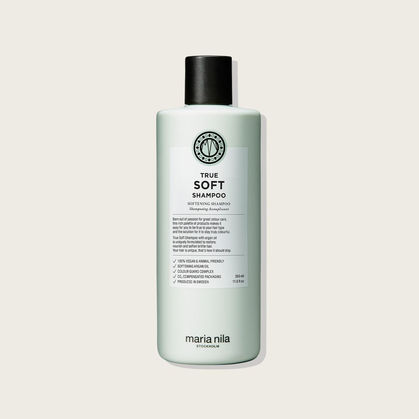 Maria Nila True Soft Moisturizing Shampoo for Dry Hair - Reduces Frizz & Static — 350ml bottle, front label, plain background
