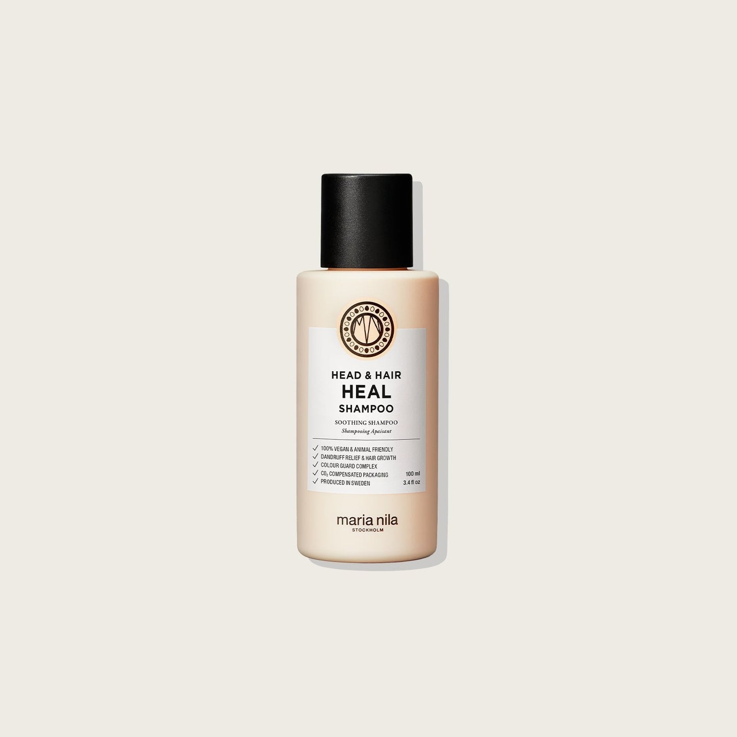 Maria Nila Head & Hair Heal Shampoo — 100ml bottle, front label, plain background
