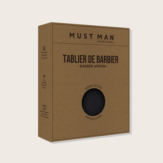 Must Man Professional Denim Barber Apron – Cross-Back Straps, Multi-Pocket