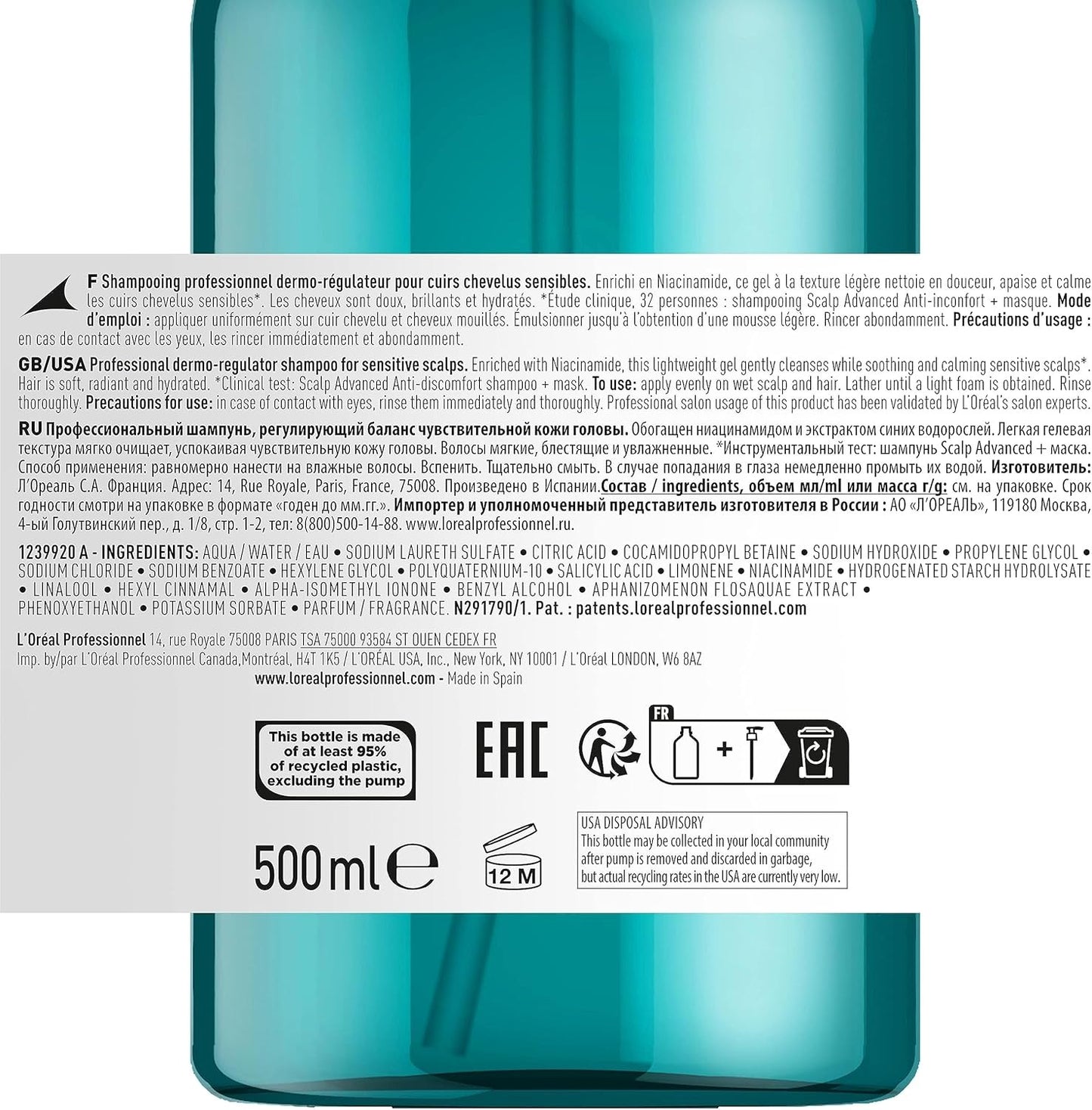 L'Oréal Professionnel Scalp Advanced Anti-Discomfort Shampoo for Sensitive Scalps