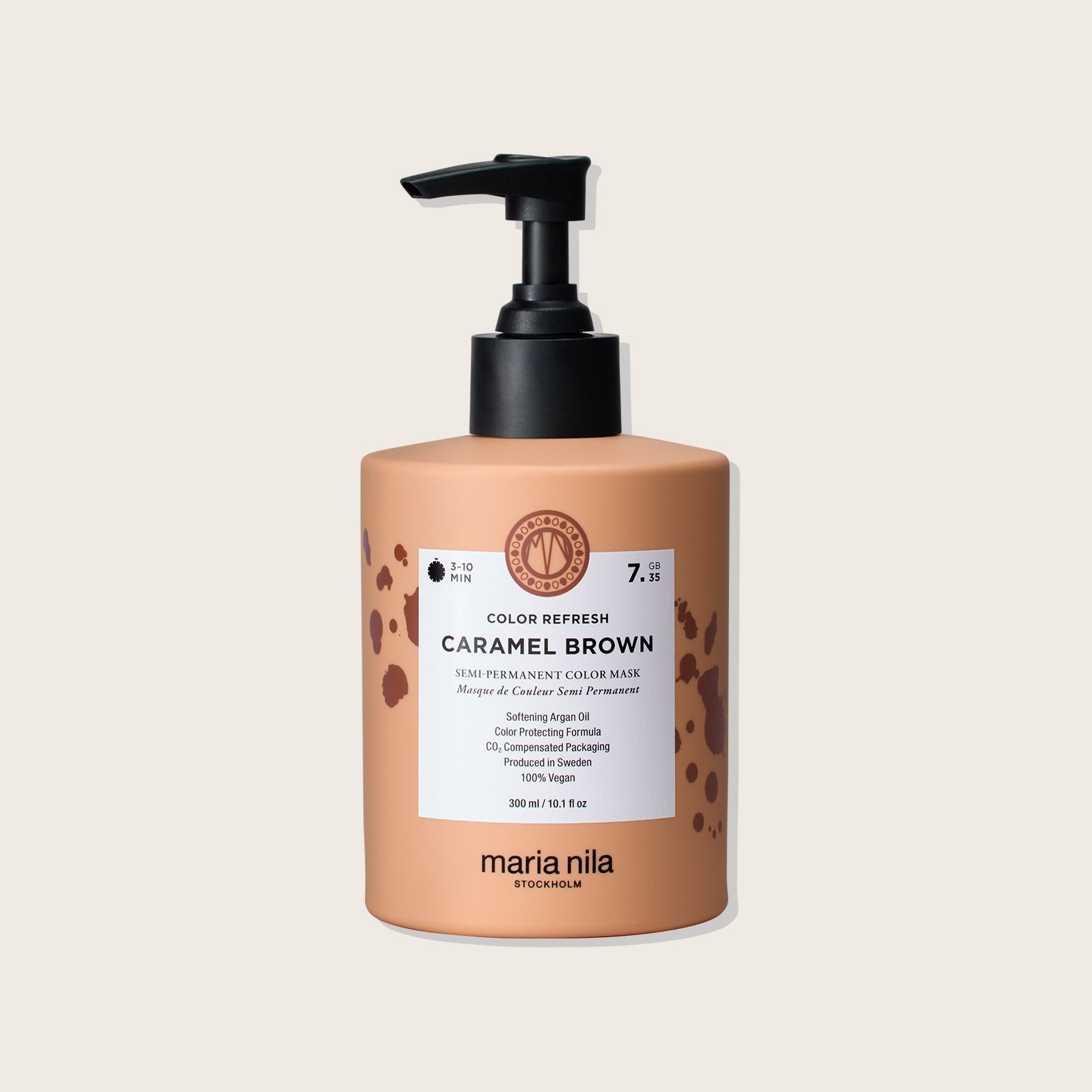 Maria Nila Colour Refresh — Caramel Brown 7.35, 300 ml bottle, front label
