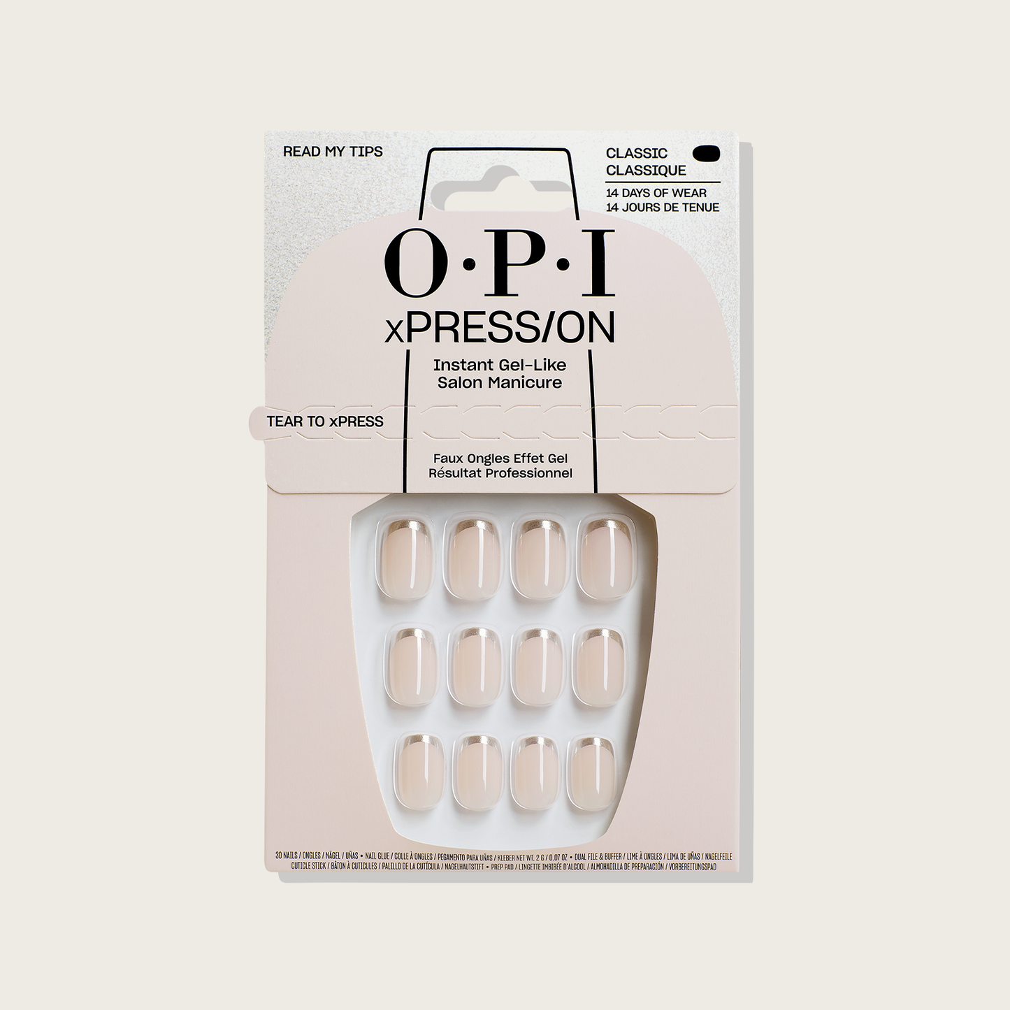 OPI xPRESS/ON Read My Tips – Chic Silver-Tipped Press-On Nails