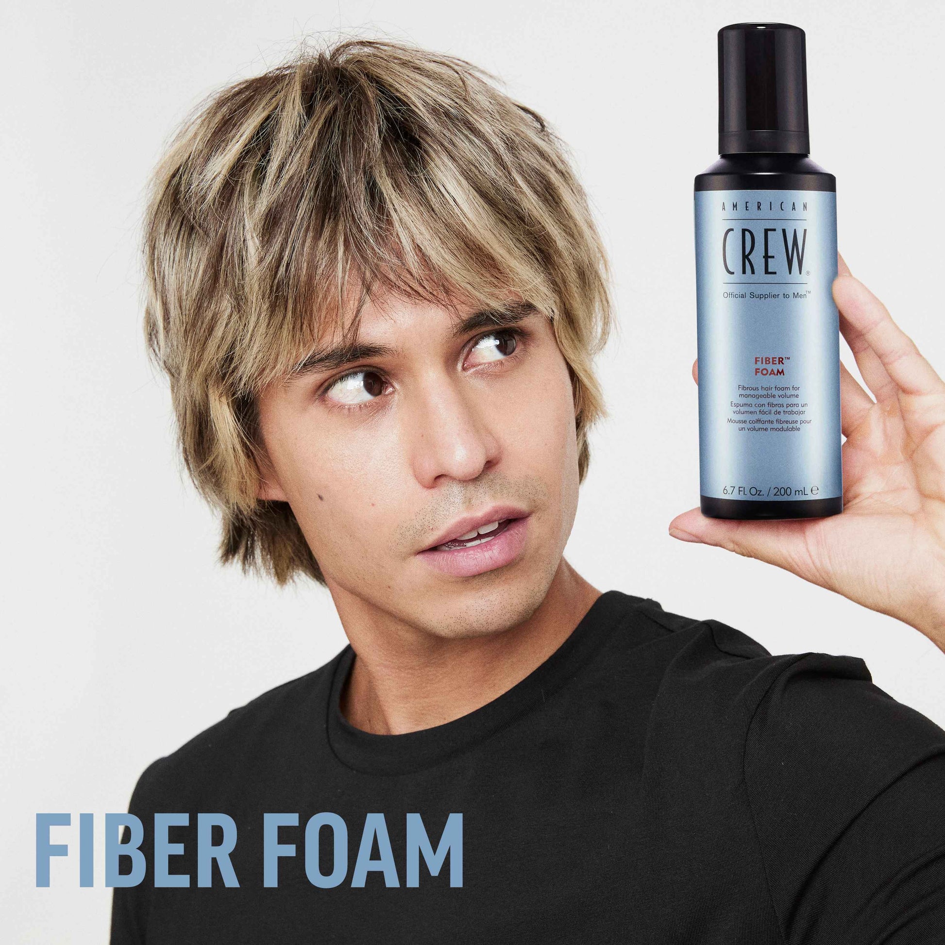 American Crew Fiber Grooming Foam styled on model