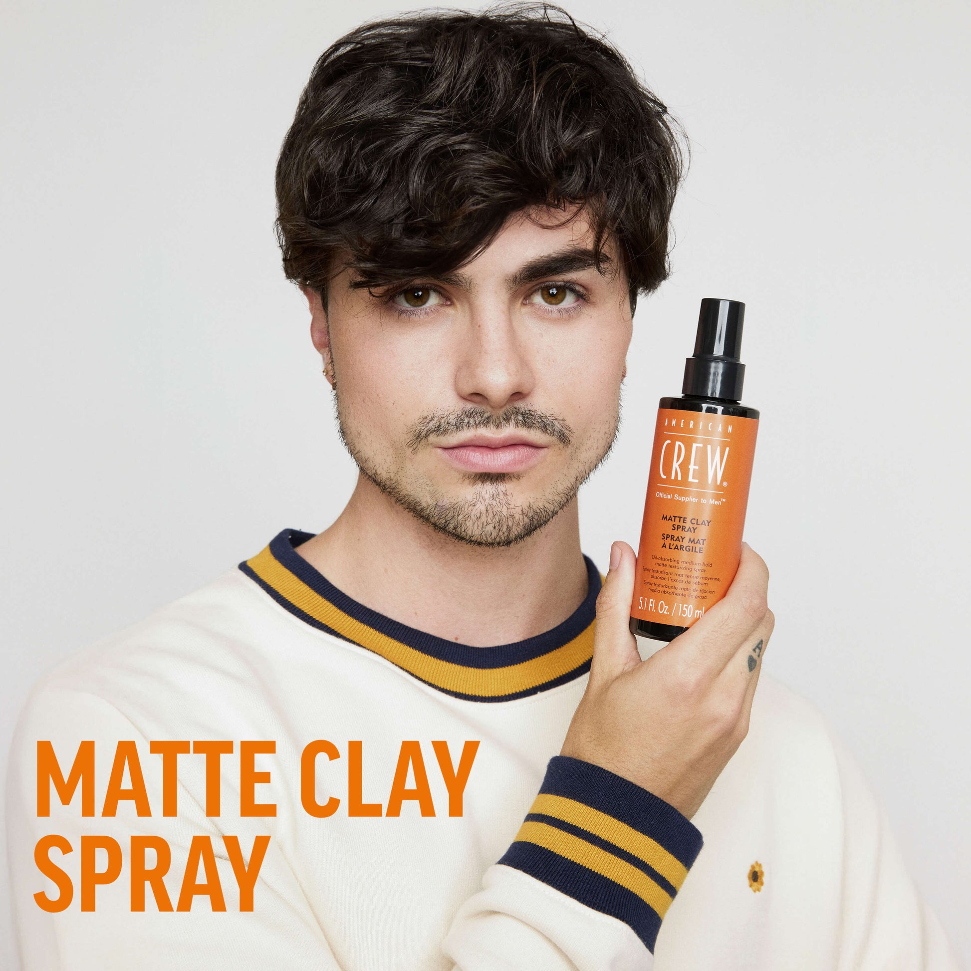 American Crew Matte Clay Spray styled on model