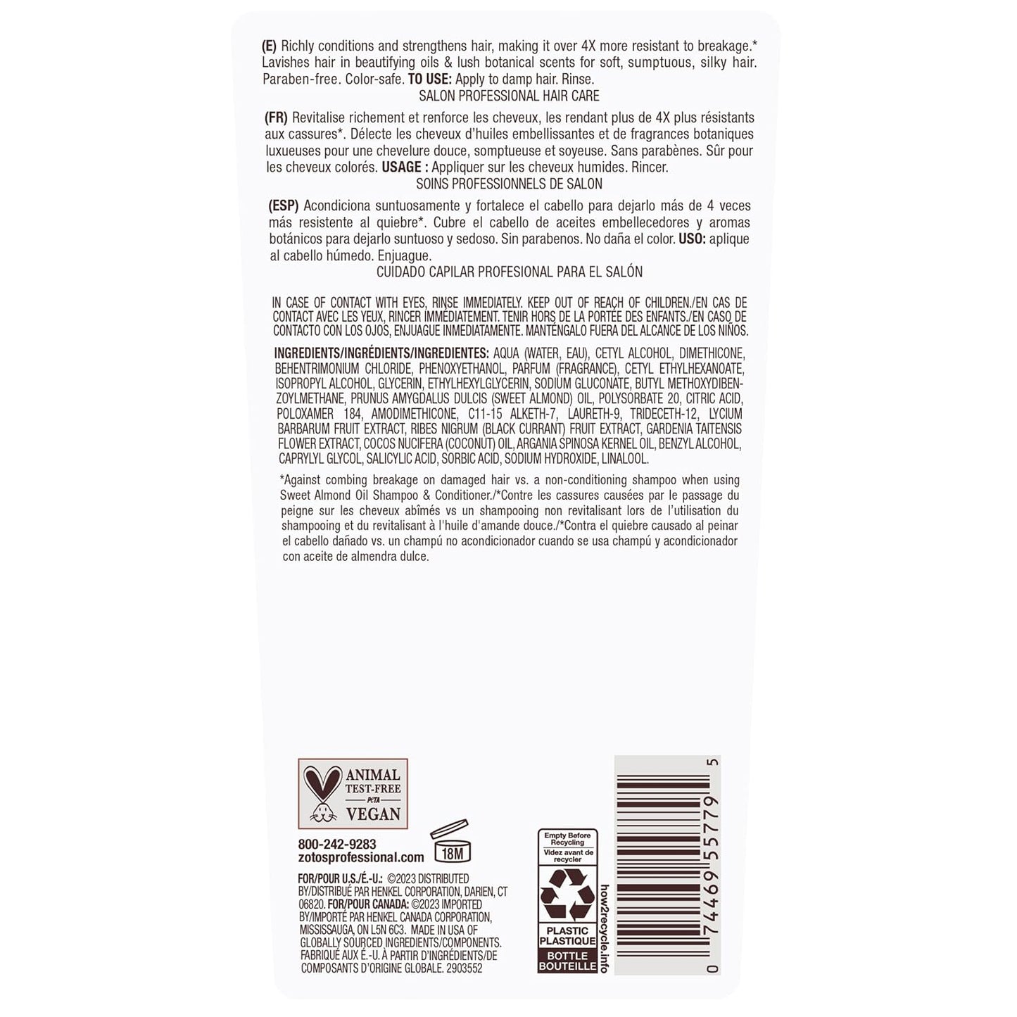 Bain de Terre Long and Healthy Conditioner — product back label with ingredients and directions