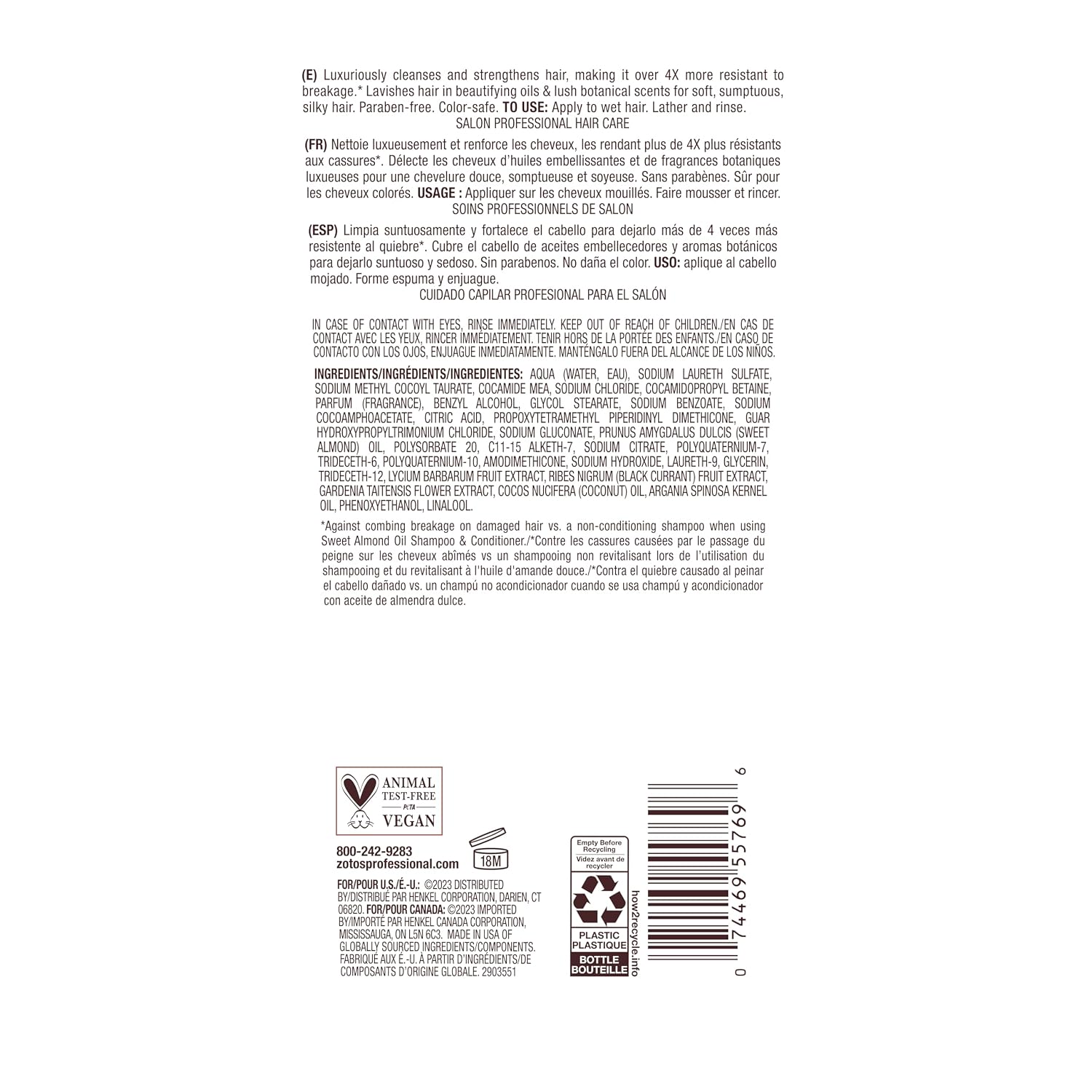 Bain de Terre Long and Healthy Shampoo — product back label with ingredients and directions