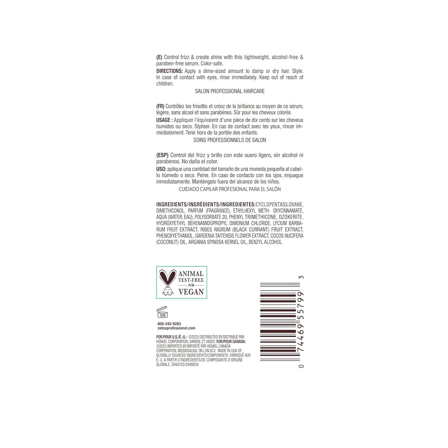 Bain de Terre Shine Serum 100ml 3.4oz — product back label with ingredients and directions