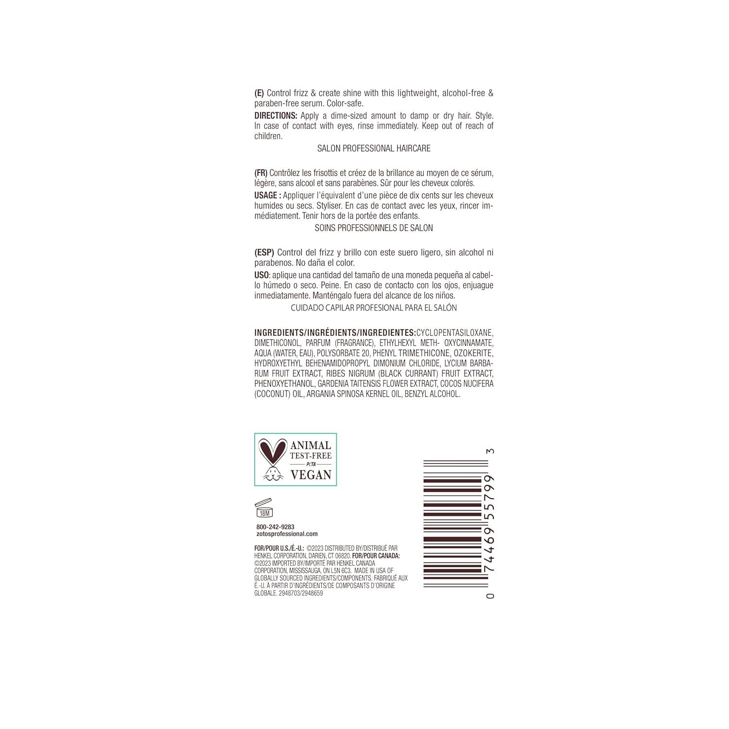Bain de Terre Shine Serum 100ml 3.4oz — product back label with ingredients and directions