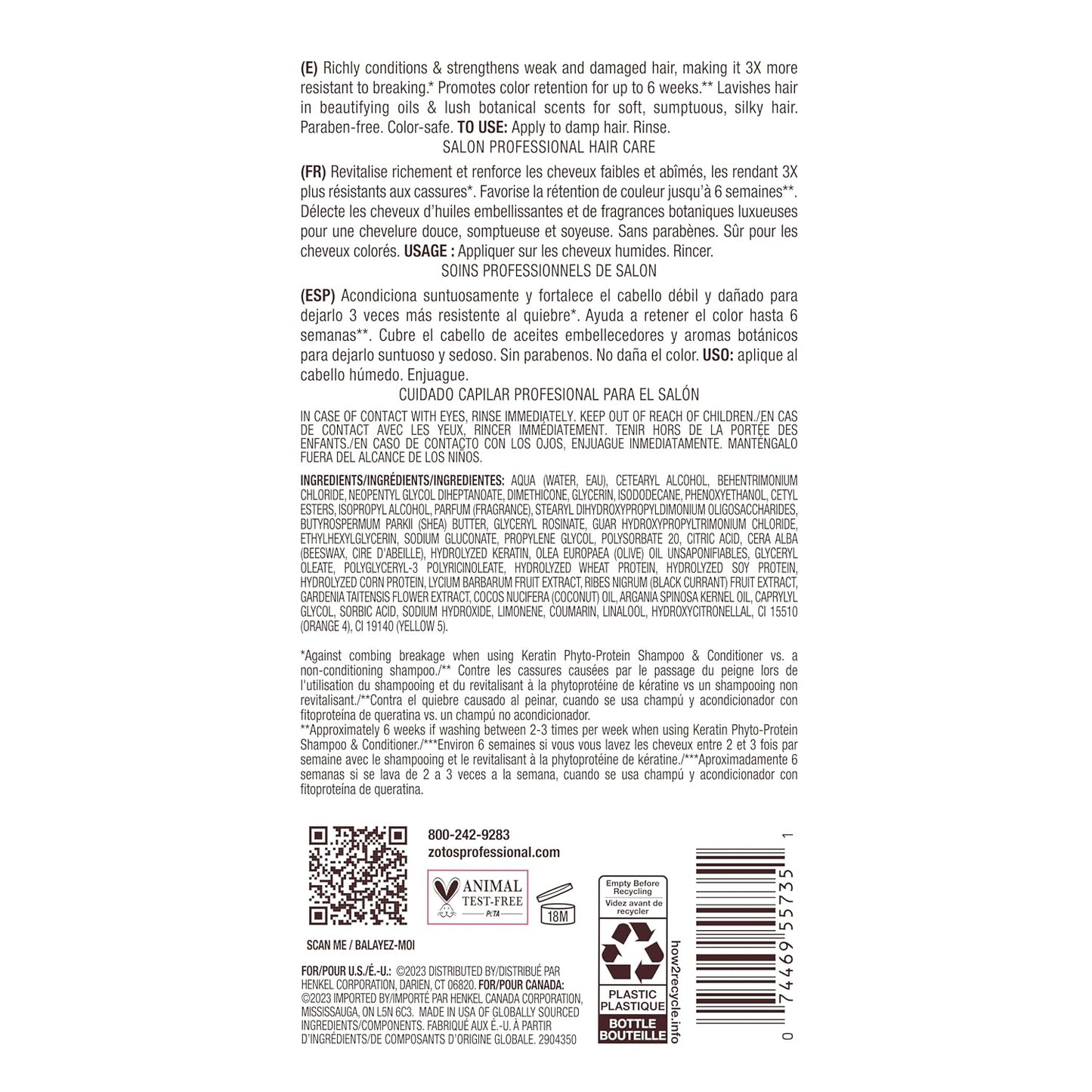 Bain de Terre Strengthening Conditioner — product back label with ingredients and directions