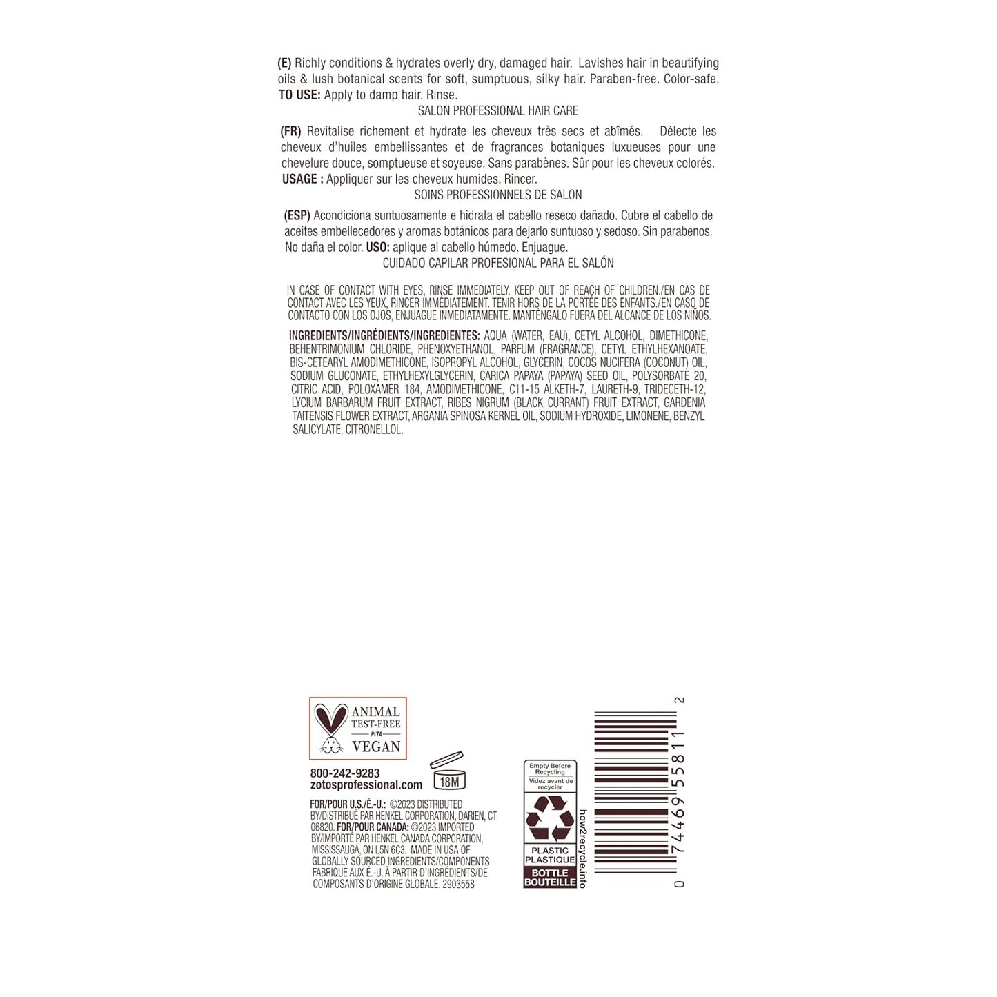 Bain de Terre Ultra Hydrating Conditioner — product back label with ingredients and directions