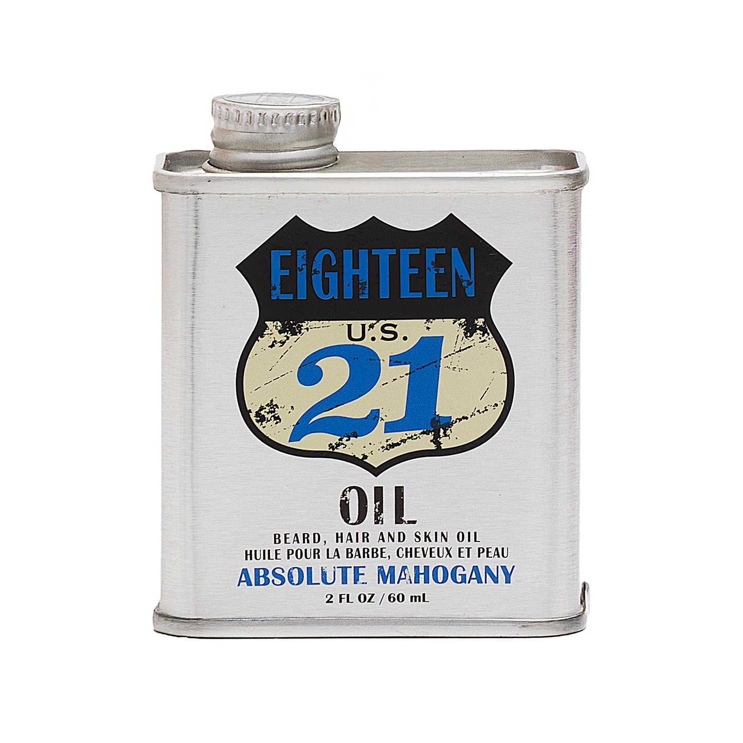 18.21 Man Made Beard, Hair & Skin Oil — Absolute Mahogany 2 oz tin, official packshot