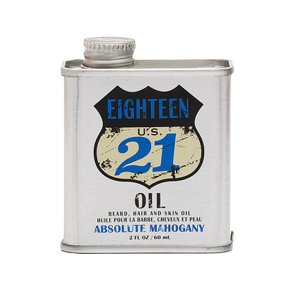 18.21 Man Made Beard, Hair & Skin Oil — Absolute Mahogany 2 oz tin, official packshot