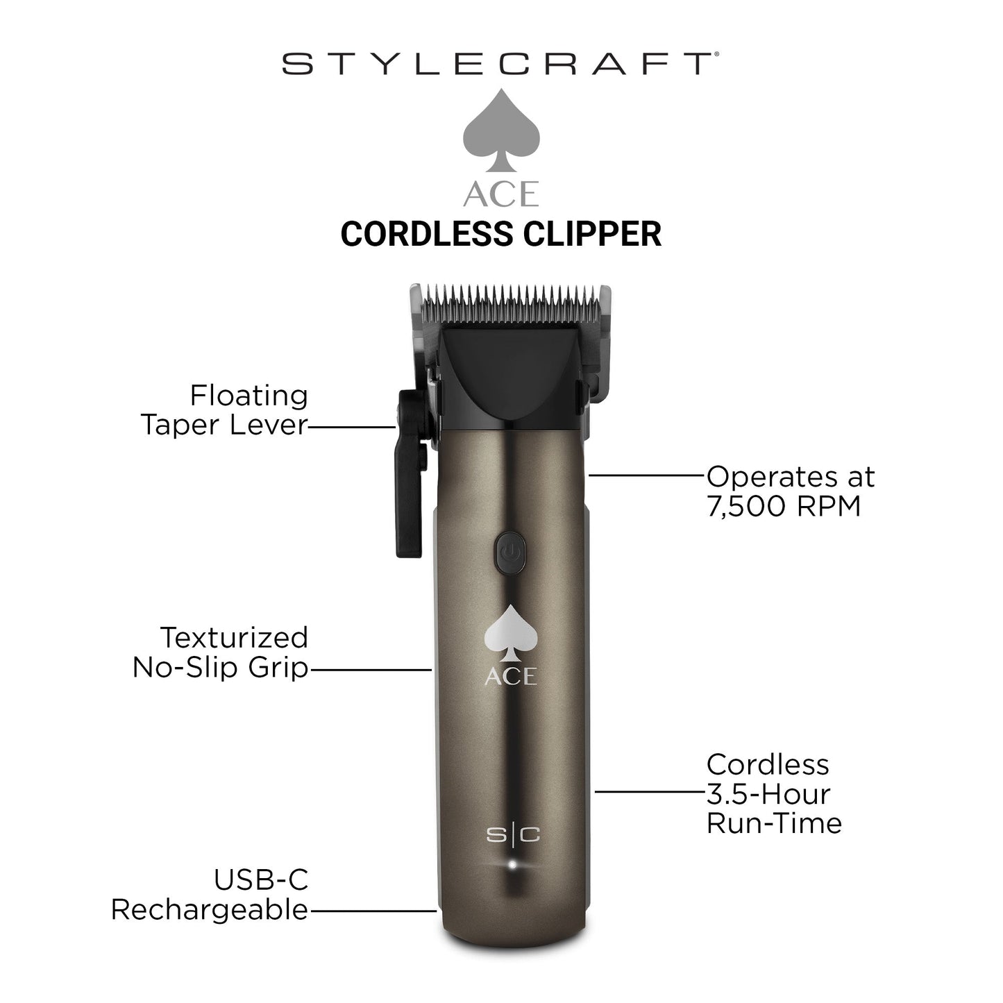 StyleCraft Ace Cordless Hair Clipper – Professional