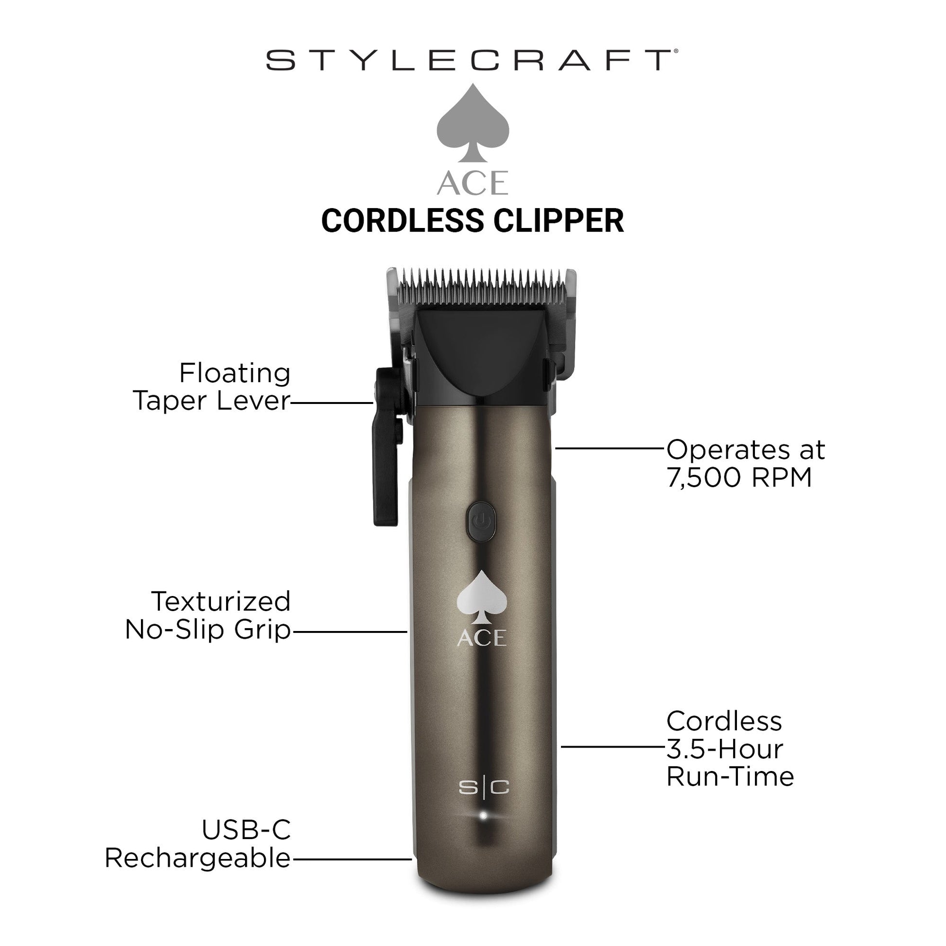 StyleCraft Ace Cordless Hair Clipper – Professional
