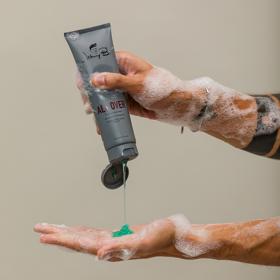 Johnny B All Over Shampoo — product dispensed into hand
