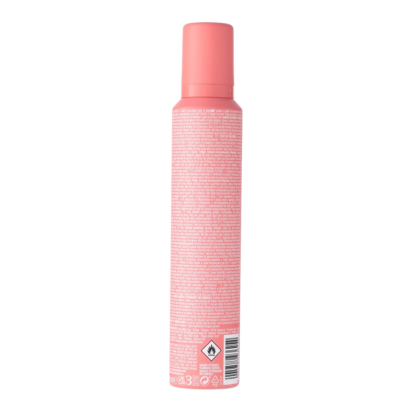 OSiS+ Air Whip Flexible Mousse — 200 ml pink aerosol can, back view
