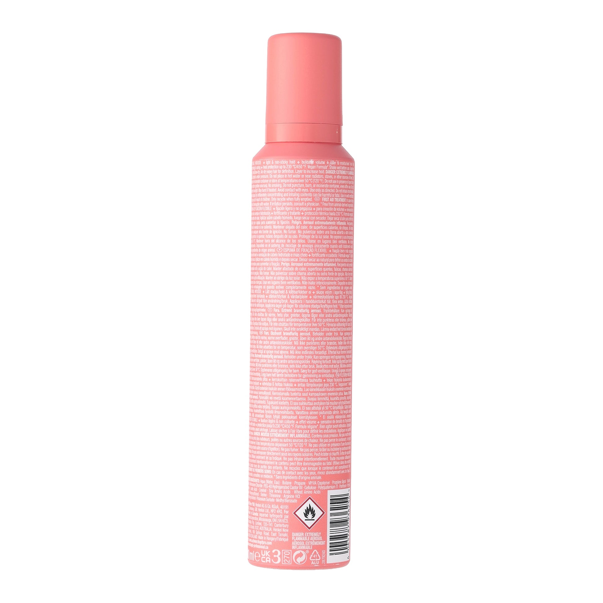 OSiS+ Air Whip Flexible Mousse — 200 ml pink aerosol can, back view