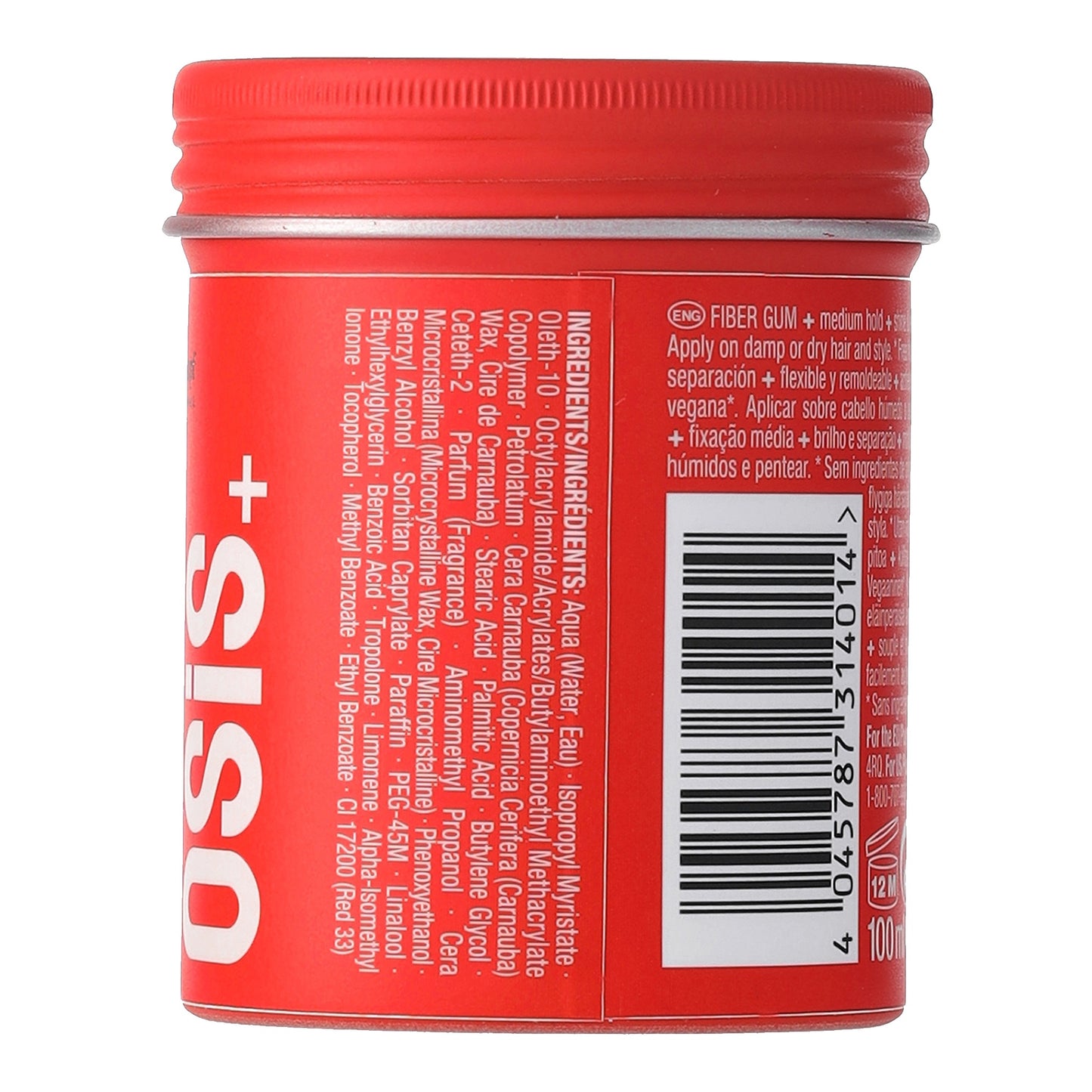 OSiS+ Thrill Elastic Fibre Gum — 100 ml red tub, rear view with ingredients label