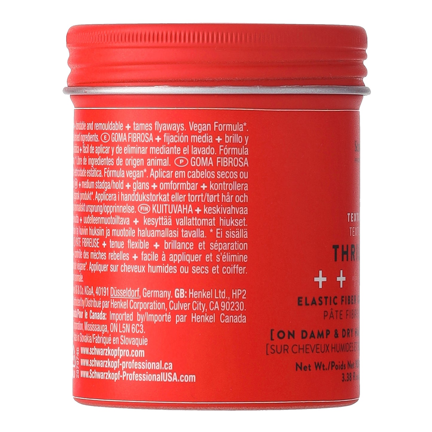 OSiS+ Thrill Elastic Fibre Gum — 100 ml red tub, side view
