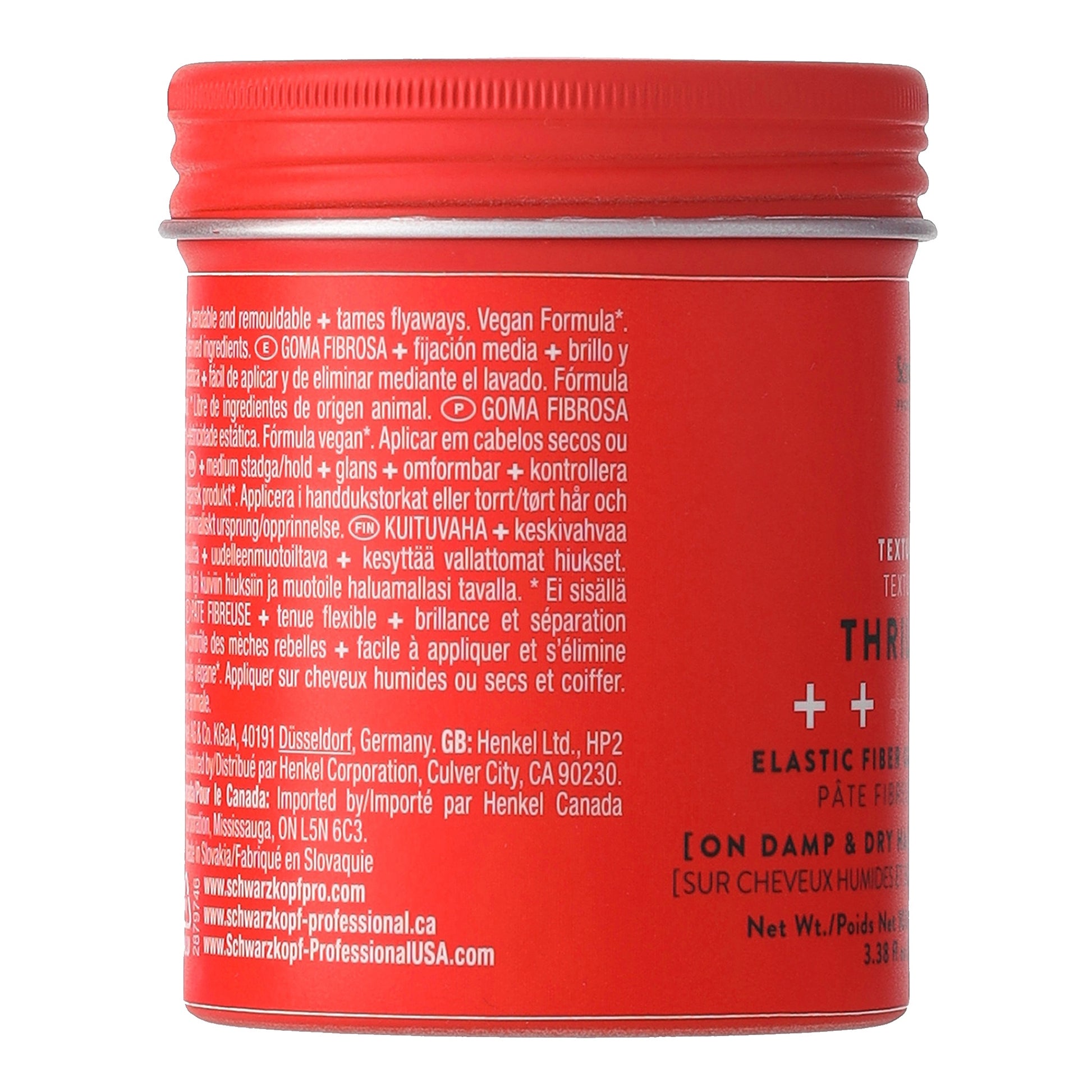 OSiS+ Thrill Elastic Fibre Gum — 100 ml red tub, side view