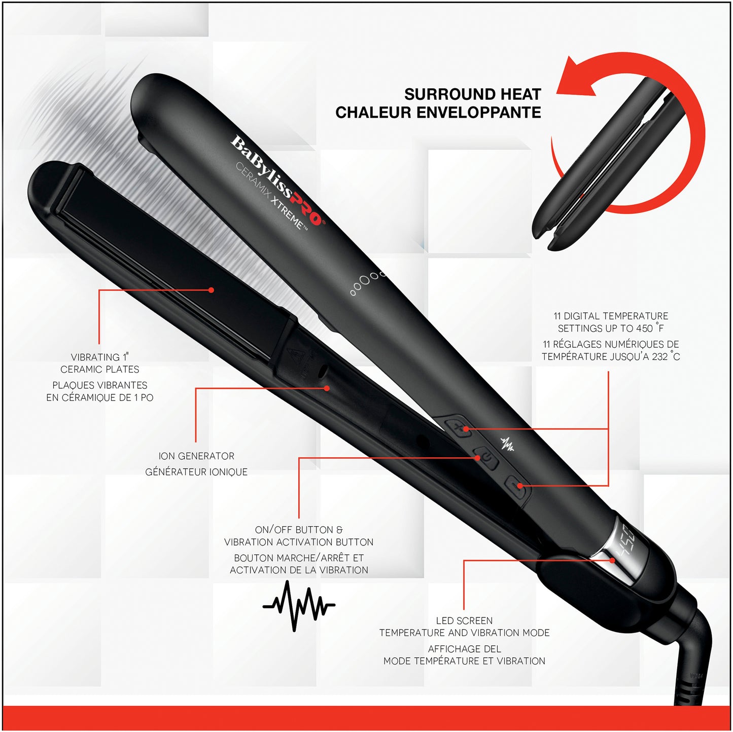 BaBylissPRO Ceramix Xtreme Vibrating Ceramic Flat Iron – 1 Inch