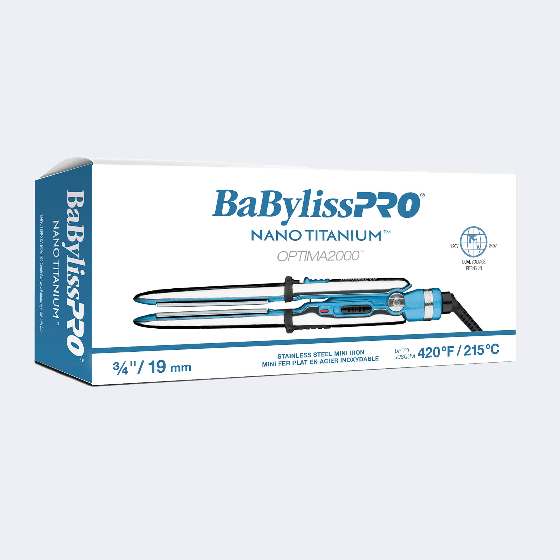 BaBylissPRO Nano Titanium Optima 3/4-inch mini flat iron package