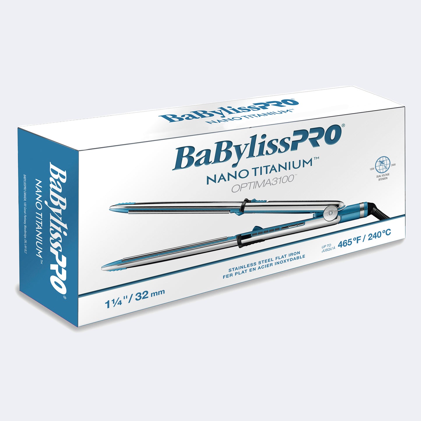 BaBylissPRO Nano Titanium Optima 1-1/4-inch flat iron package