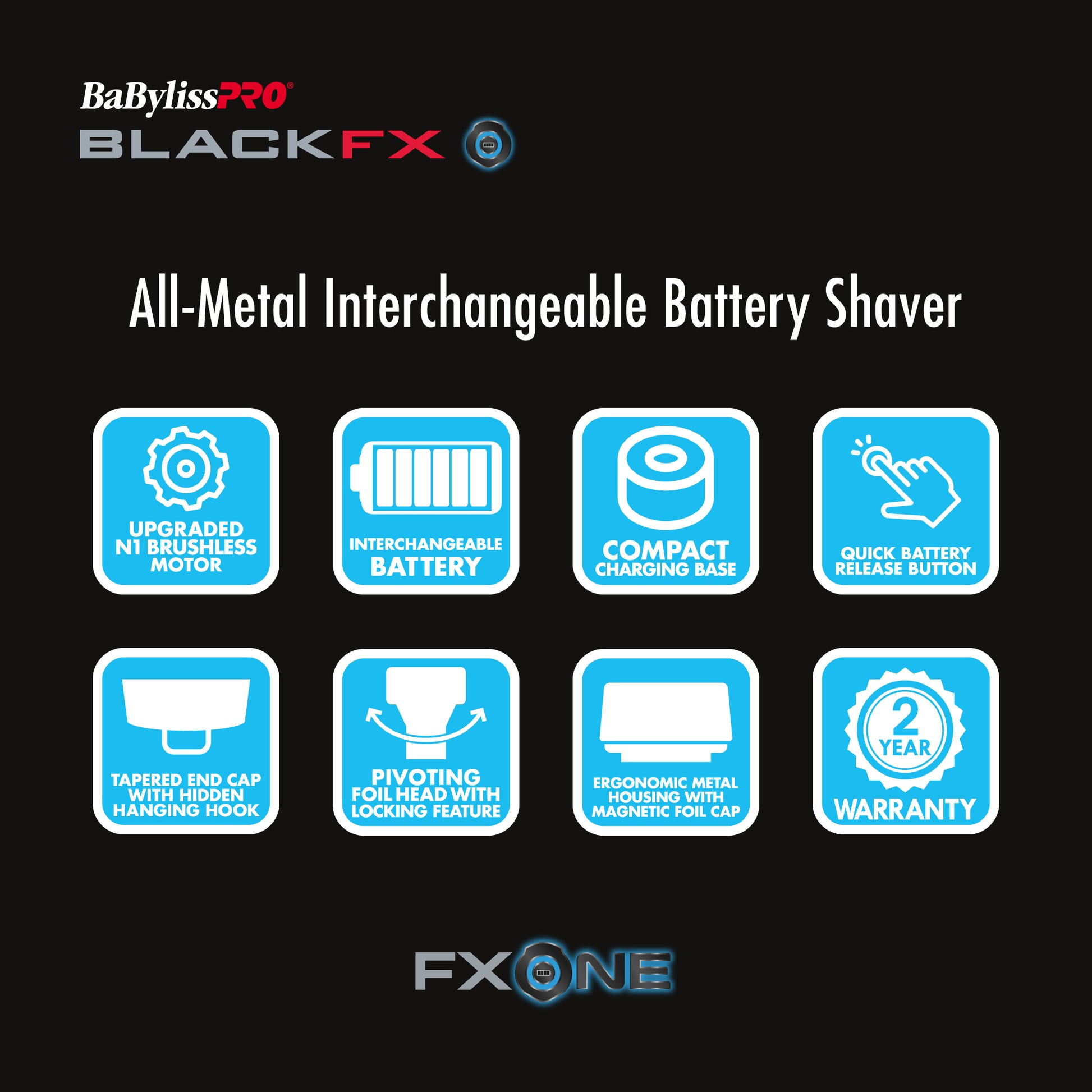 BaBylissPRO FXOne Double Foil Shaver – N1 Brushless Motor and Swappable Lithium Battery