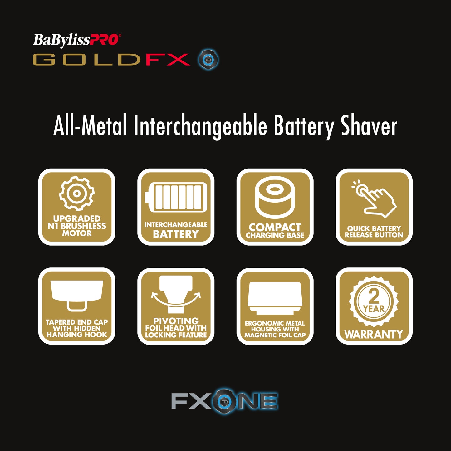 BaBylissPRO FXOne Double Foil Shaver – N1 Brushless Motor and Swappable Lithium Battery
