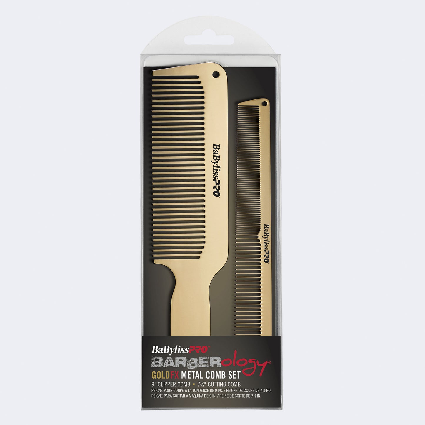 BaBylissPRO GoldFX Metal Comb 2-Pack – Ultra-Thin Over-Comb Set