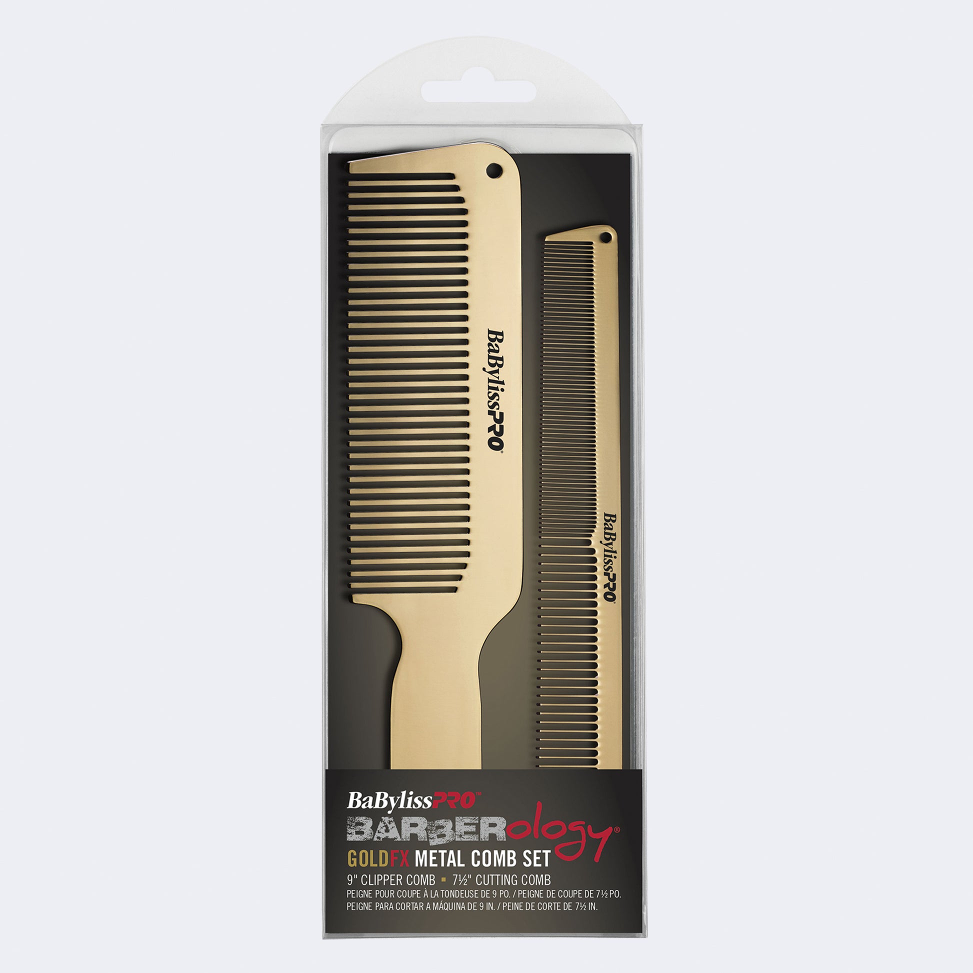 BaBylissPRO GoldFX Metal Comb 2-Pack – Ultra-Thin Over-Comb Set