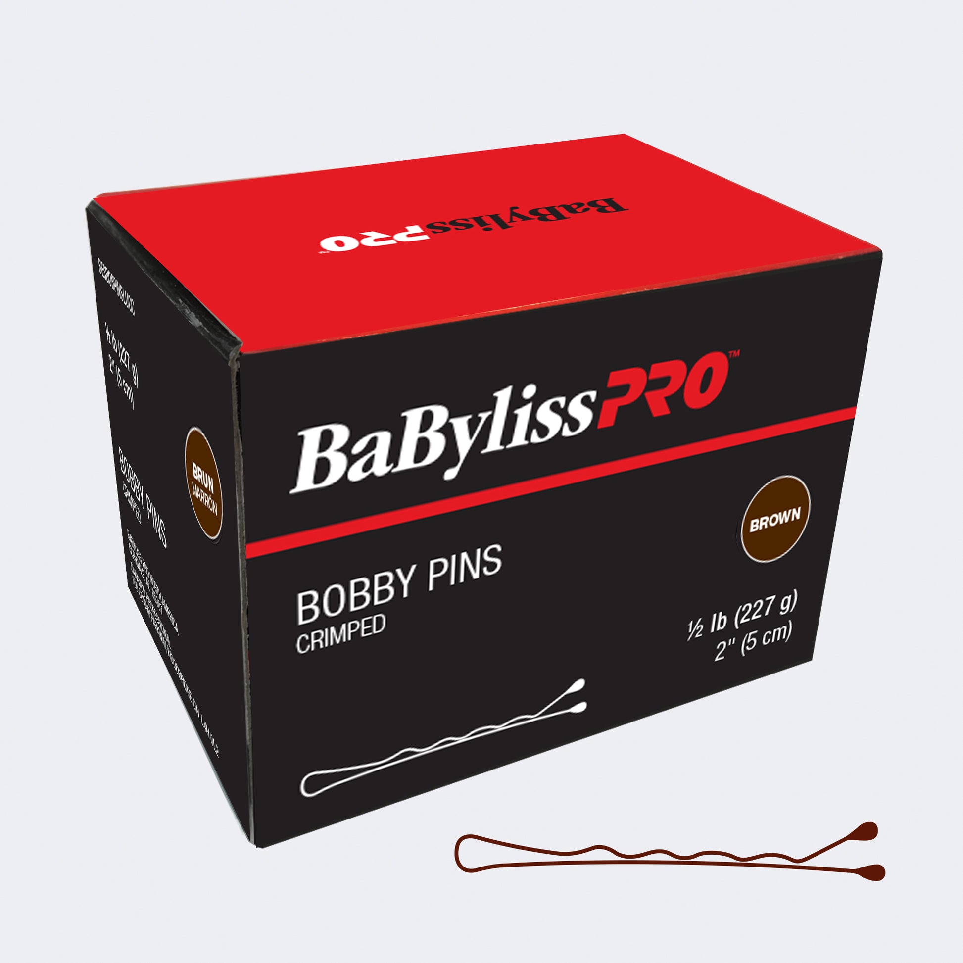 BaBylissPRO – 2" Crimped Bobby Pins – 1/2 lb Box – Brown