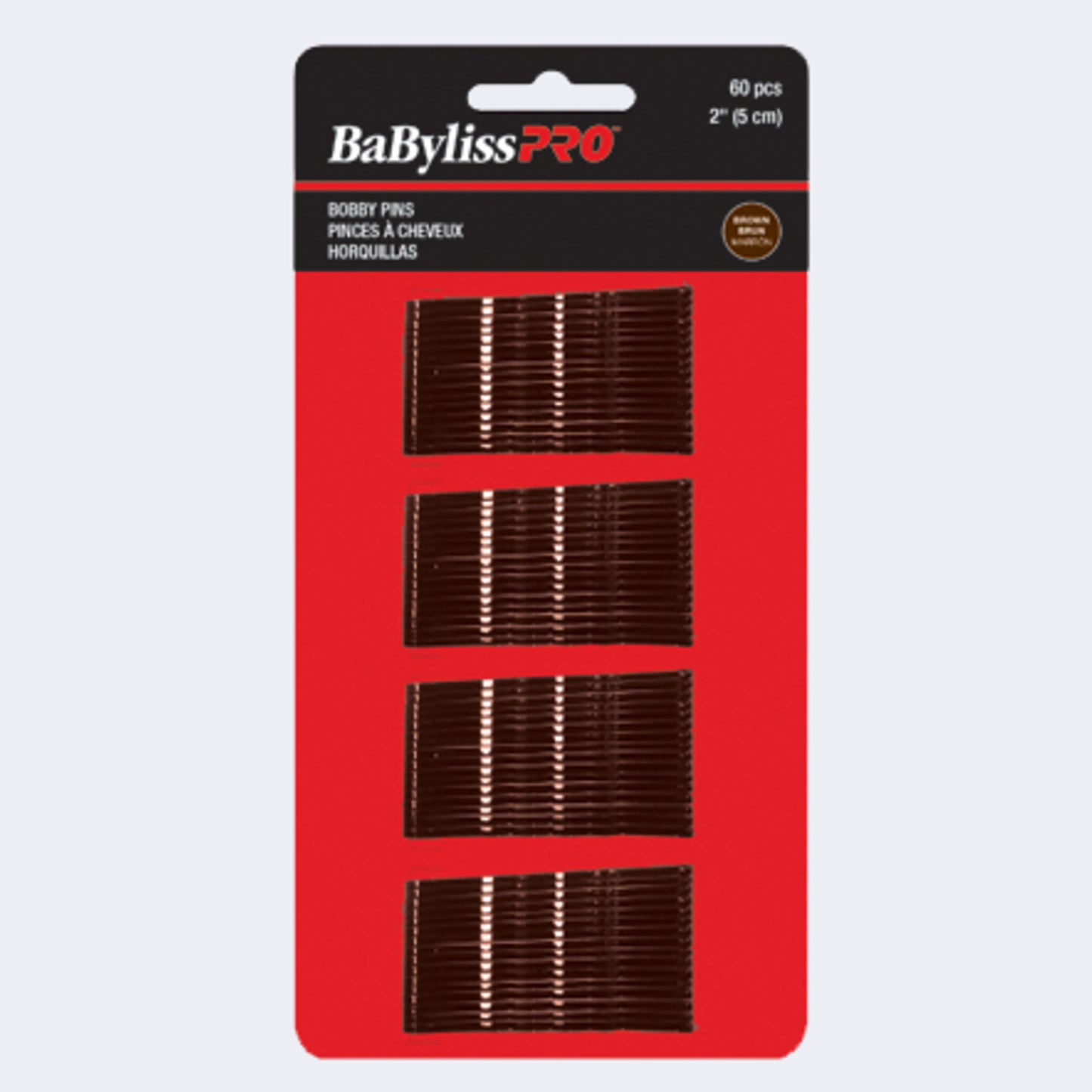 BaBylissPRO Crimped Bobby Pins – 60-Count Card for Kits and Students