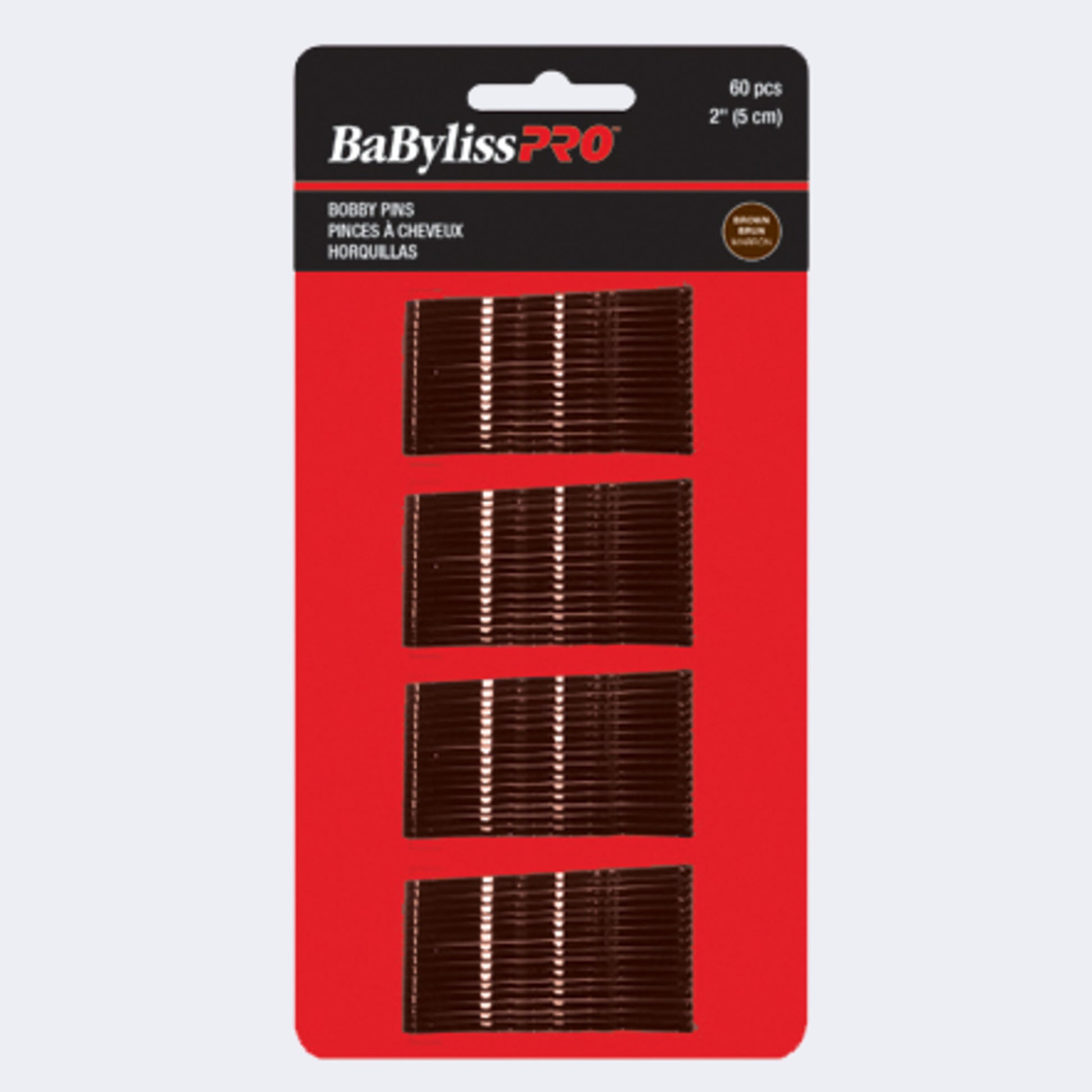 BaBylissPRO Crimped Bobby Pins – 60-Count Card for Kits and Students