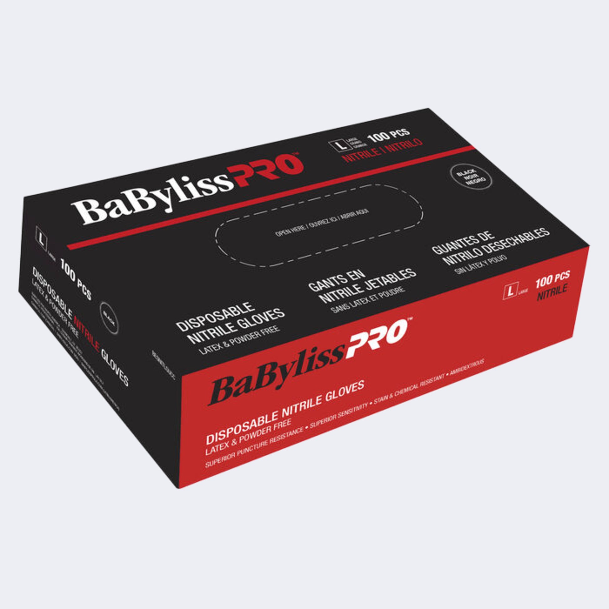 BaBylissPRO Disposable Nitrile Gloves – Black, Puncture-Resistant and Latex-Free