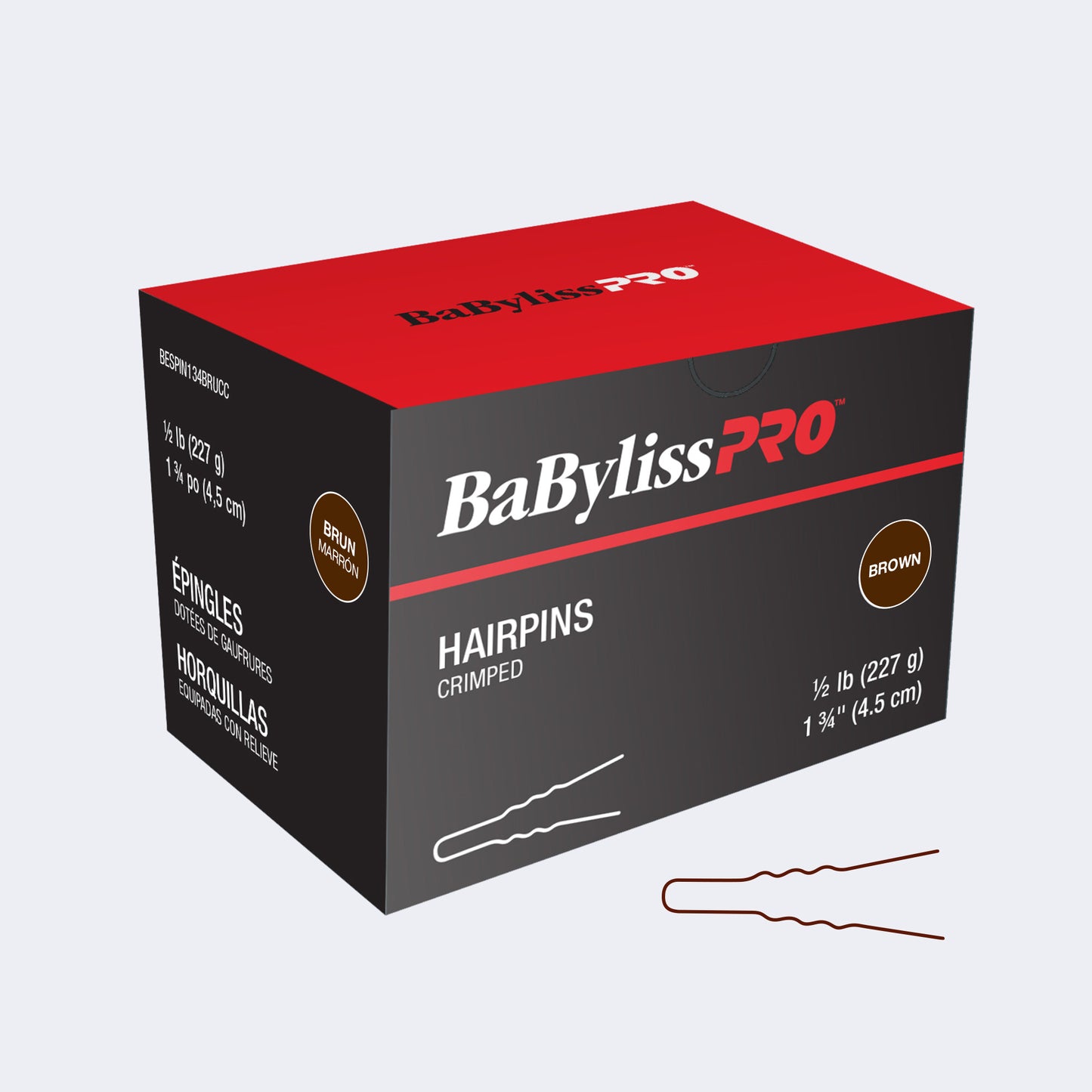 BaBylissPRO 1-3/4" Crimped Hair Pins – Short Setting Pins, 1/2 lb Box