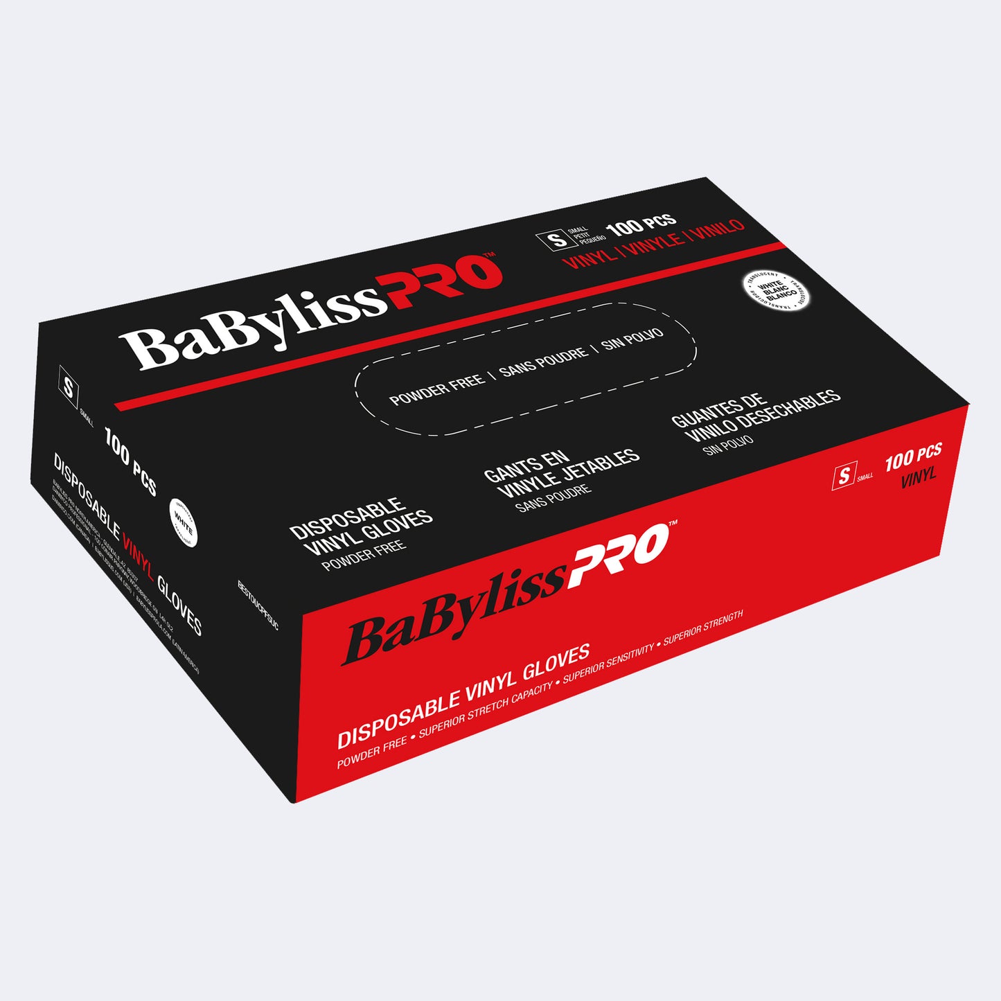 BaBylissPRO Disposable Vinyl Gloves – Box of 100, Superior Stretch