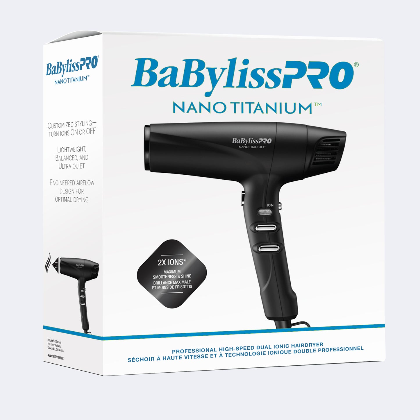 BaBylissPRO – Nano Titanium High-Speed Dual Ionic Hairdryer (Black)