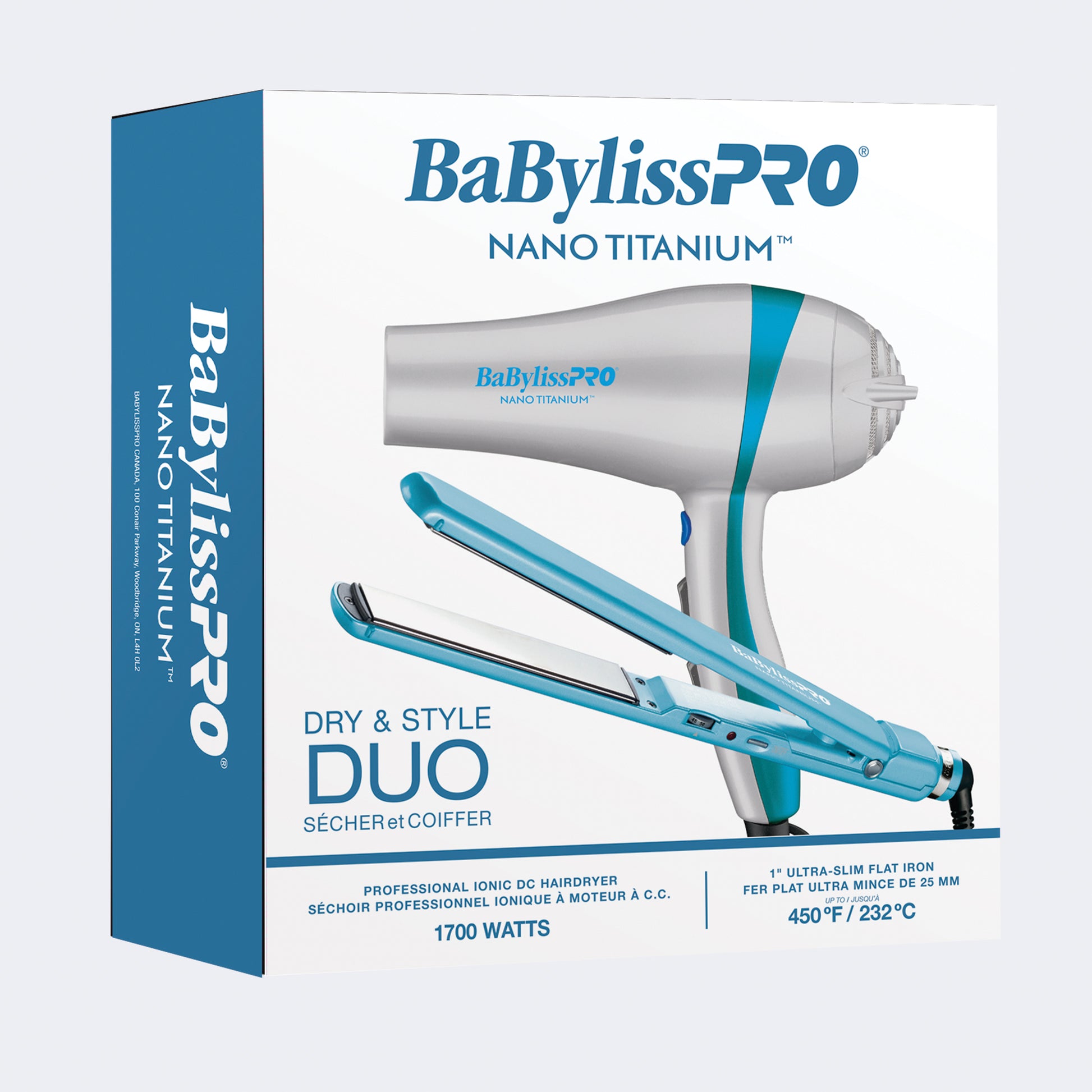 BaBylissPRO Nano Titanium Hairdryer & Flat Iron Prepack
