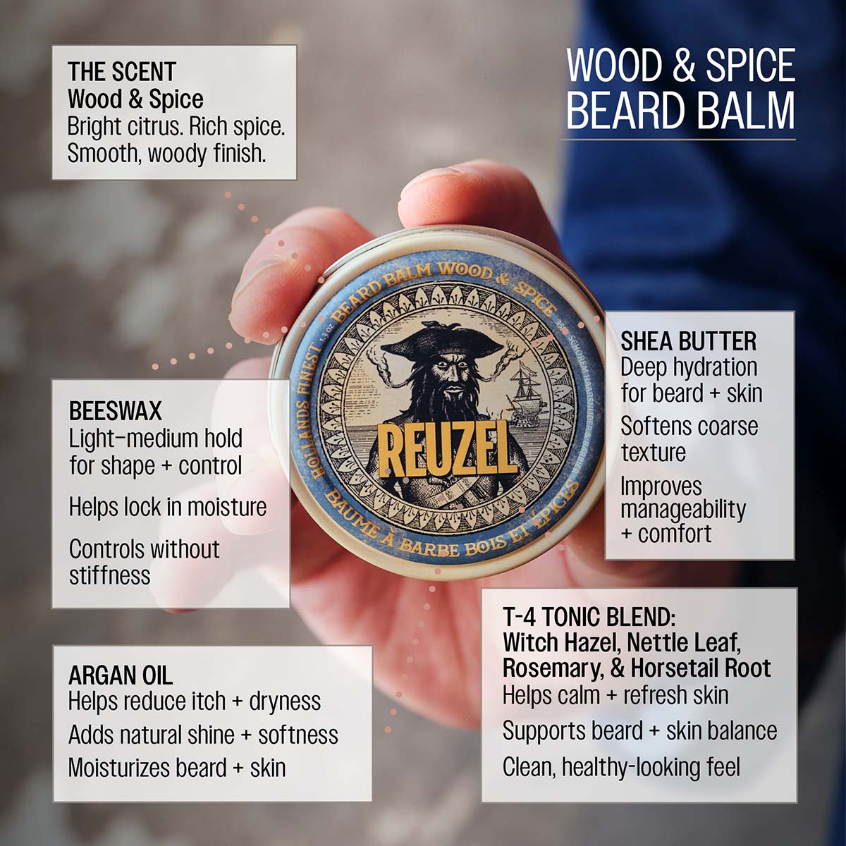 Reuzel Wood & Spice Beard Balm 35g - Soften and Shape