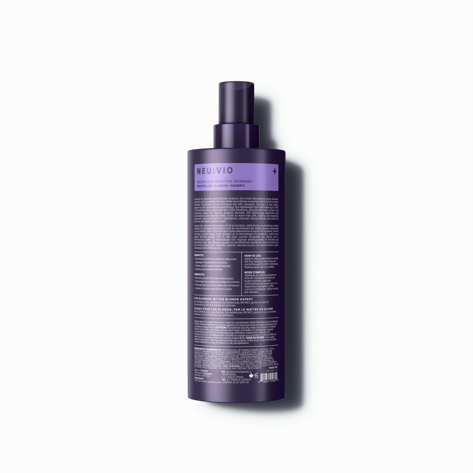 Oligo Professionnel – Blacklight Violet Neutralizing Spray 225 ml – official product view