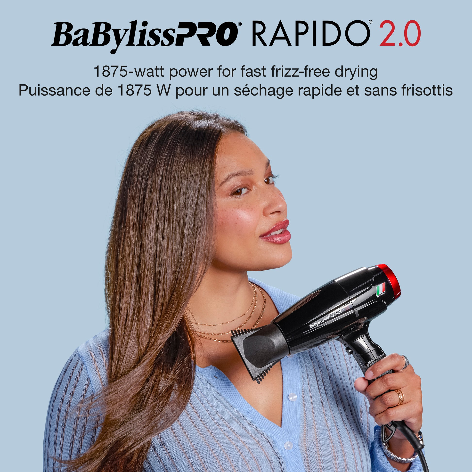 BaBylissPRO Rapido 2.0 Hairdryer – Brushless Digital Motor, Crafted in Italy