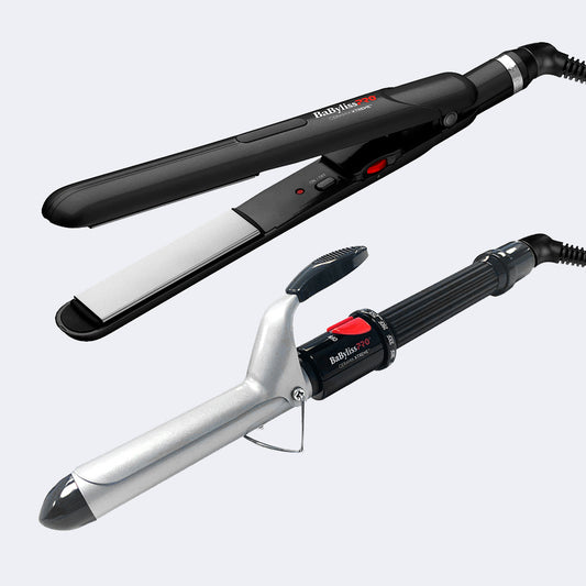BaBylissPRO Ceramix Xtreme Curling Iron & Flat Iron Duo – 1 Inch Pair