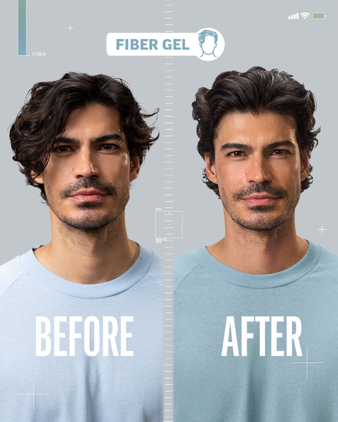 American Crew Fiber Gel before and after styling result