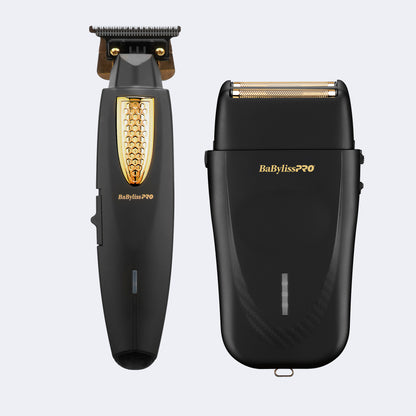 BaBylissPRO LithiumFX+ Prepack – Ergonomic Trimmer and Double Foil Shaver, Two Tools