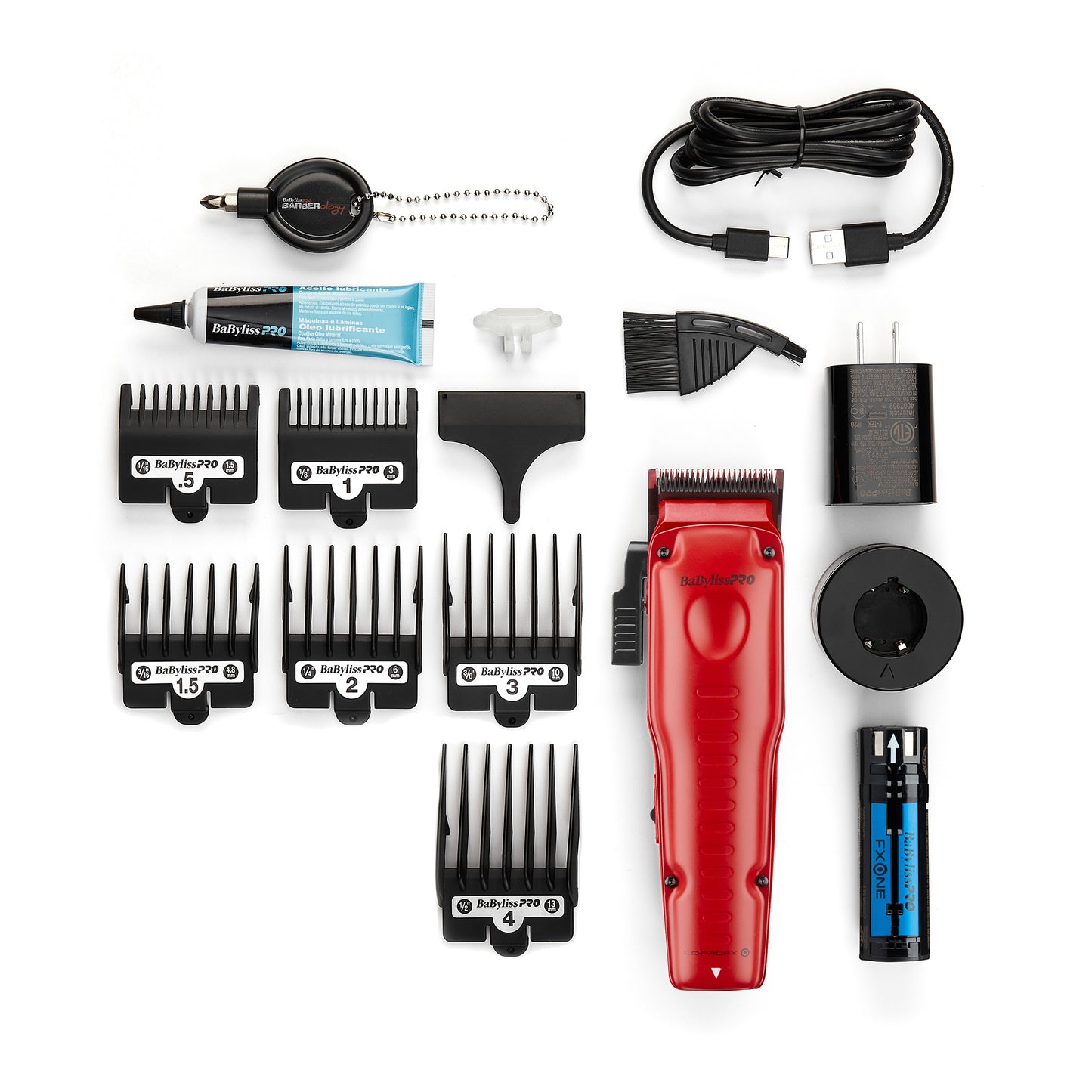 BaBylissPRO FXOne Lo-ProFX Low-Profile Clipper – Red, Interchangeable Battery